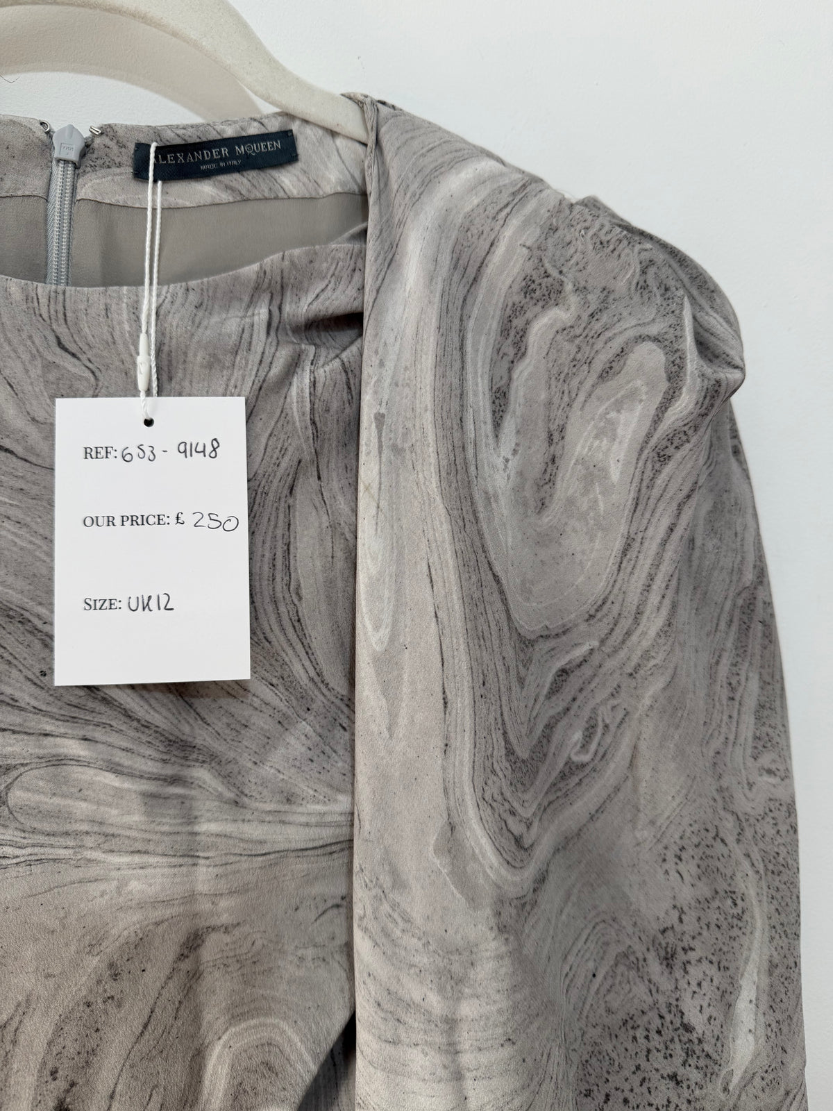Preloved, Marble Grey Alexander Mcqueen Dress, UK 12