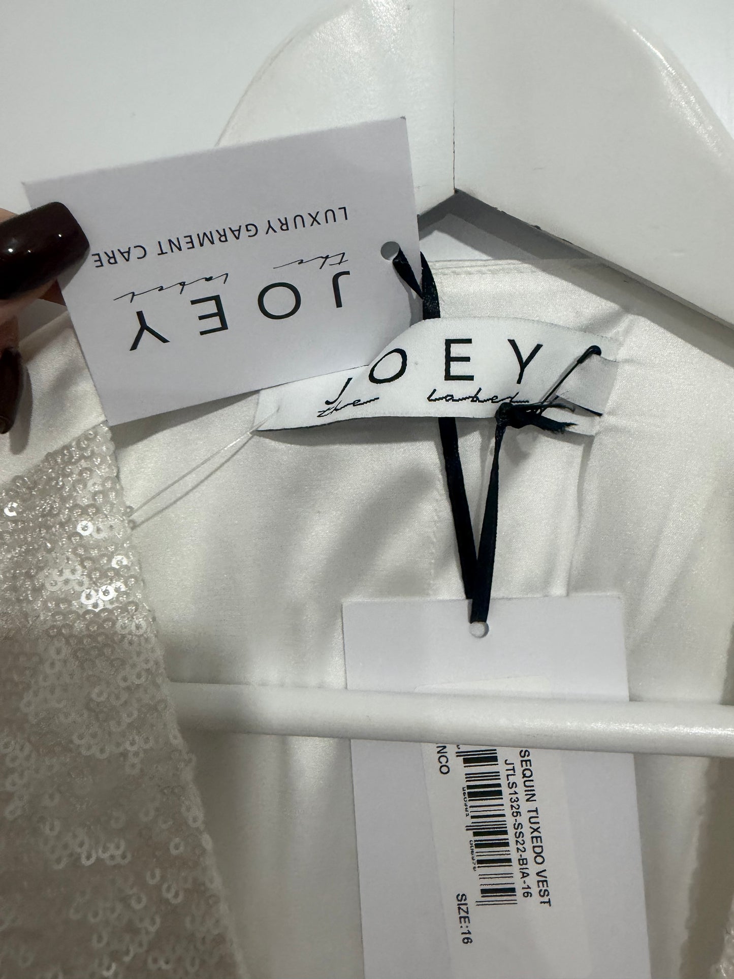 White Sequin Joey the label Vest, Size 16