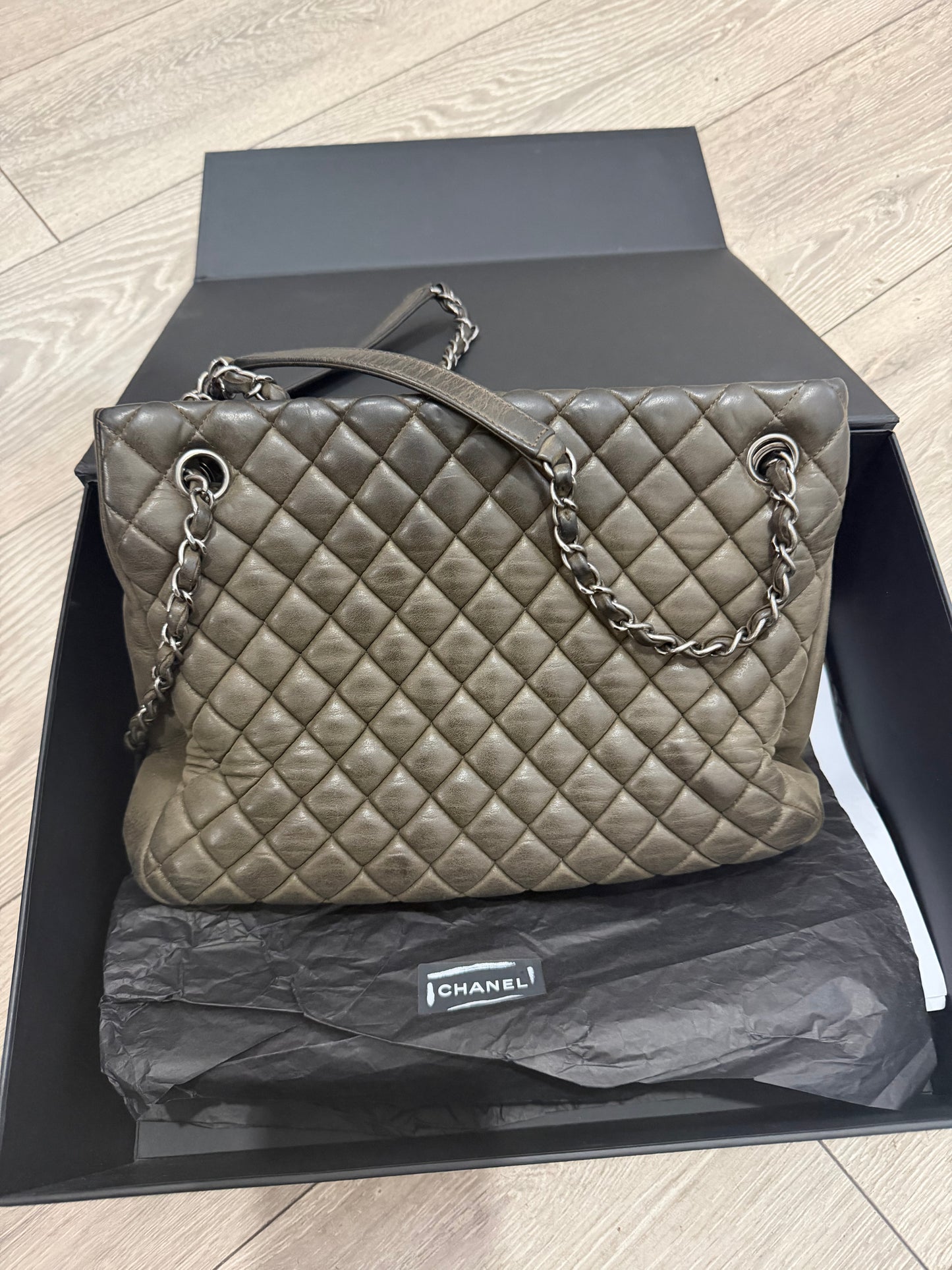 Olive Chanel Tote Shopper, Small
