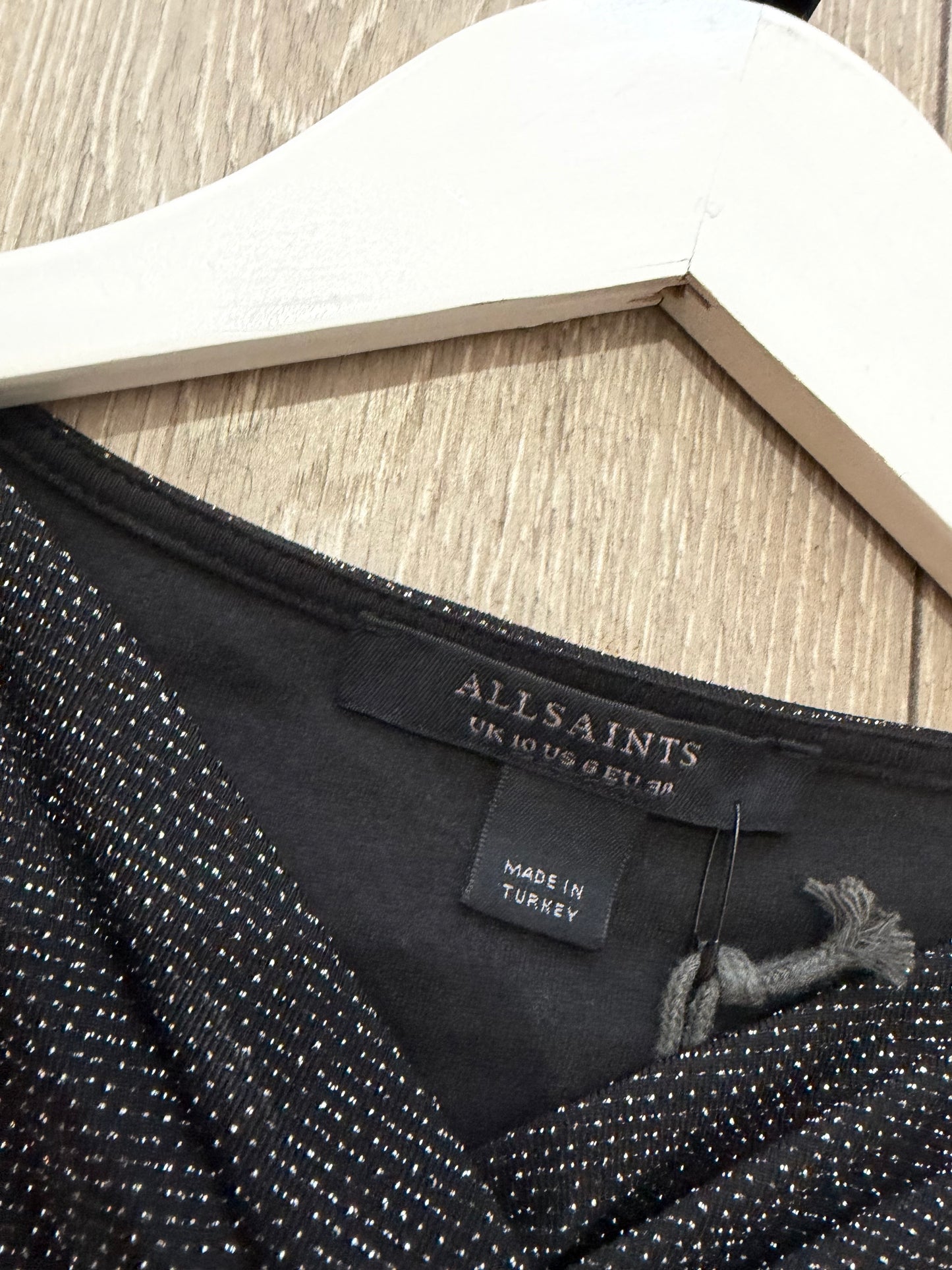 Black Glitter All Saints Top, Size 10 Brand New