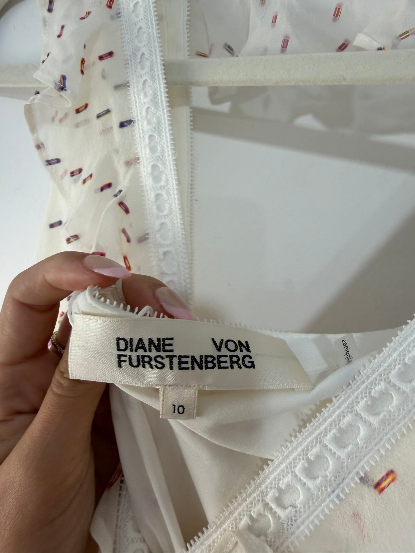 Preloved Diane Von Furstenburg Dress Size UK 14 White