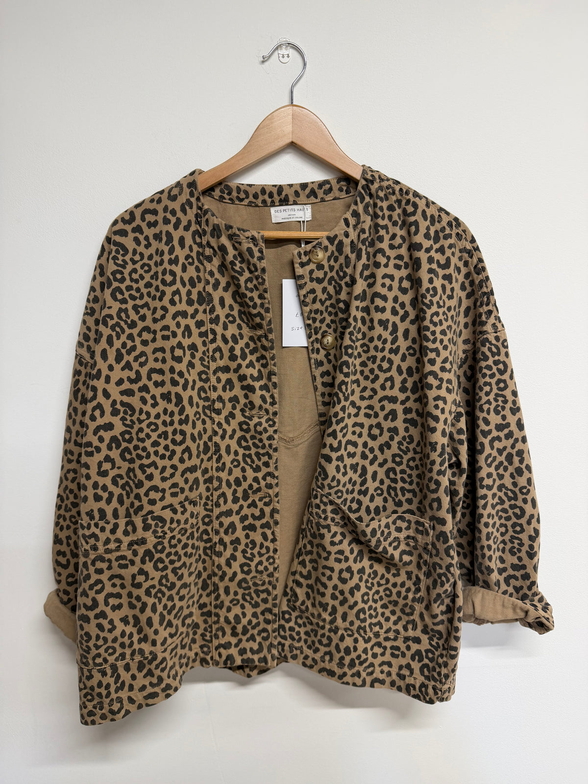 Preloved Des Petits Hauts Jacket Small Leopard Print
