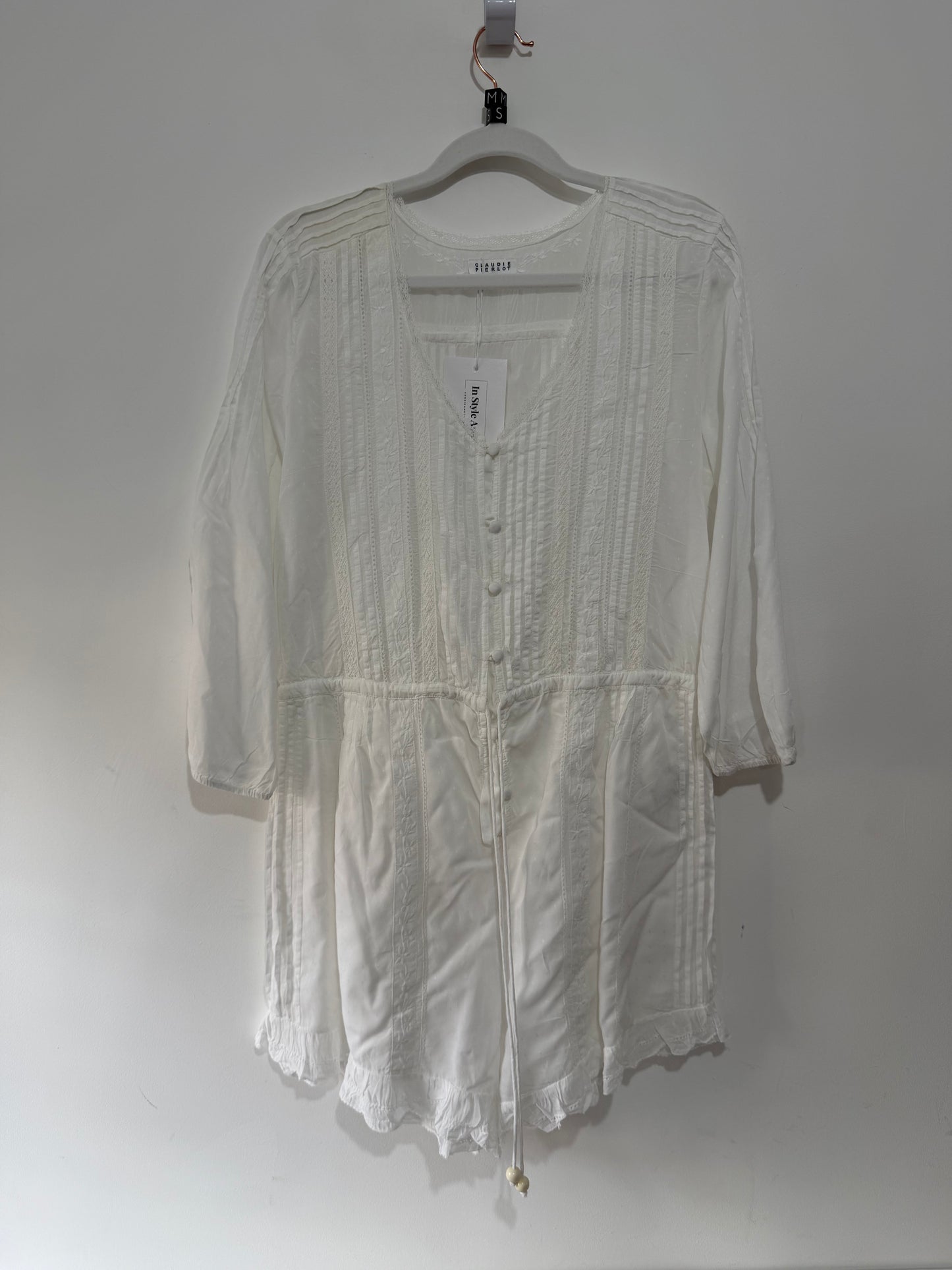 Pre-owned, White Claudie Pierlot Cotton Dress, Size 10