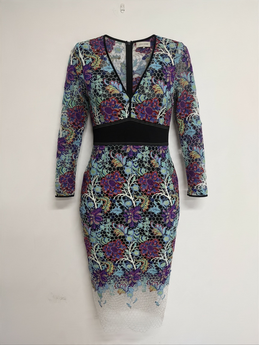 Preloved DVF Dress Size 14 Blue Lace