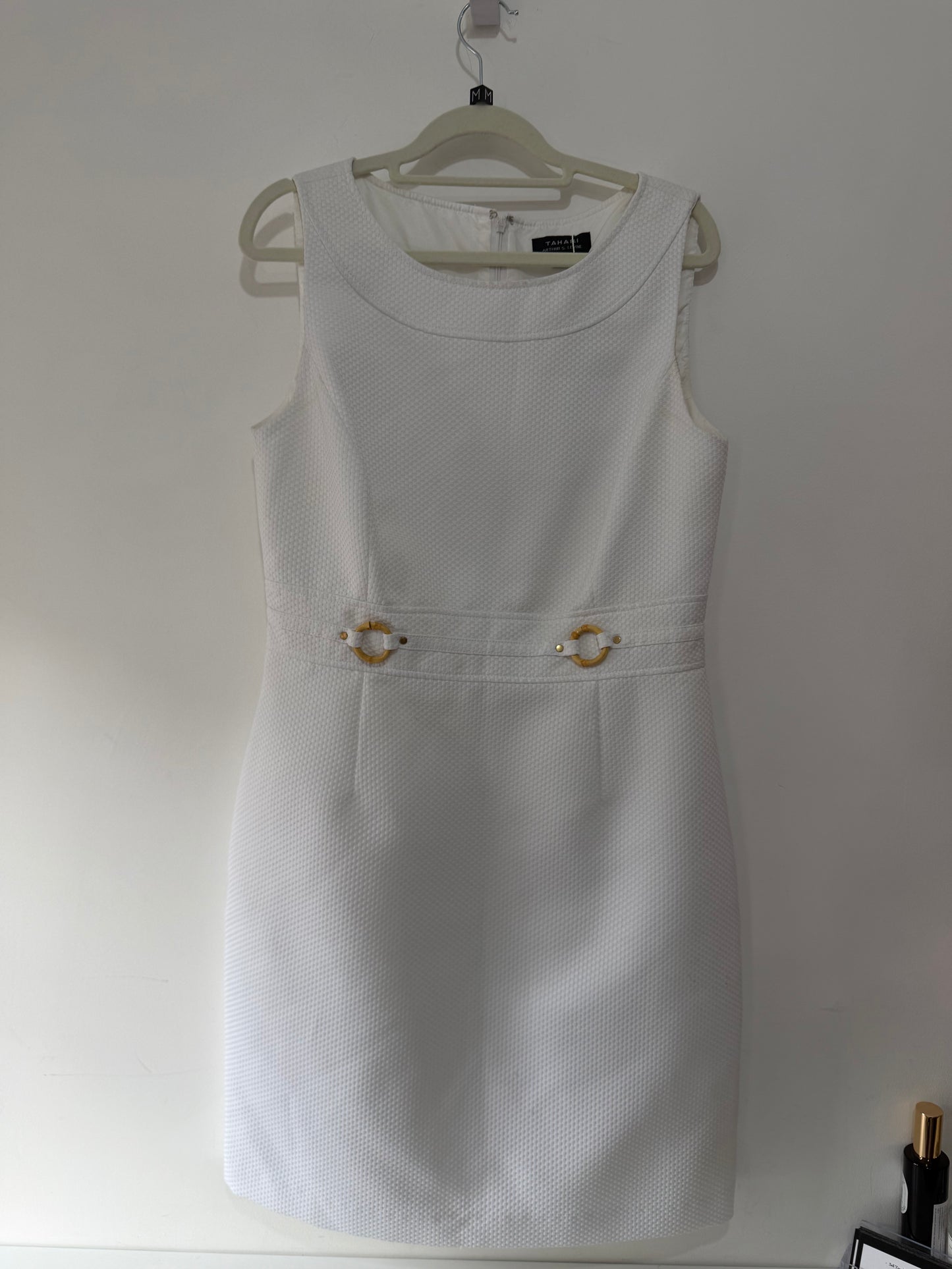 Preloved White Tahari Dress, Size 8