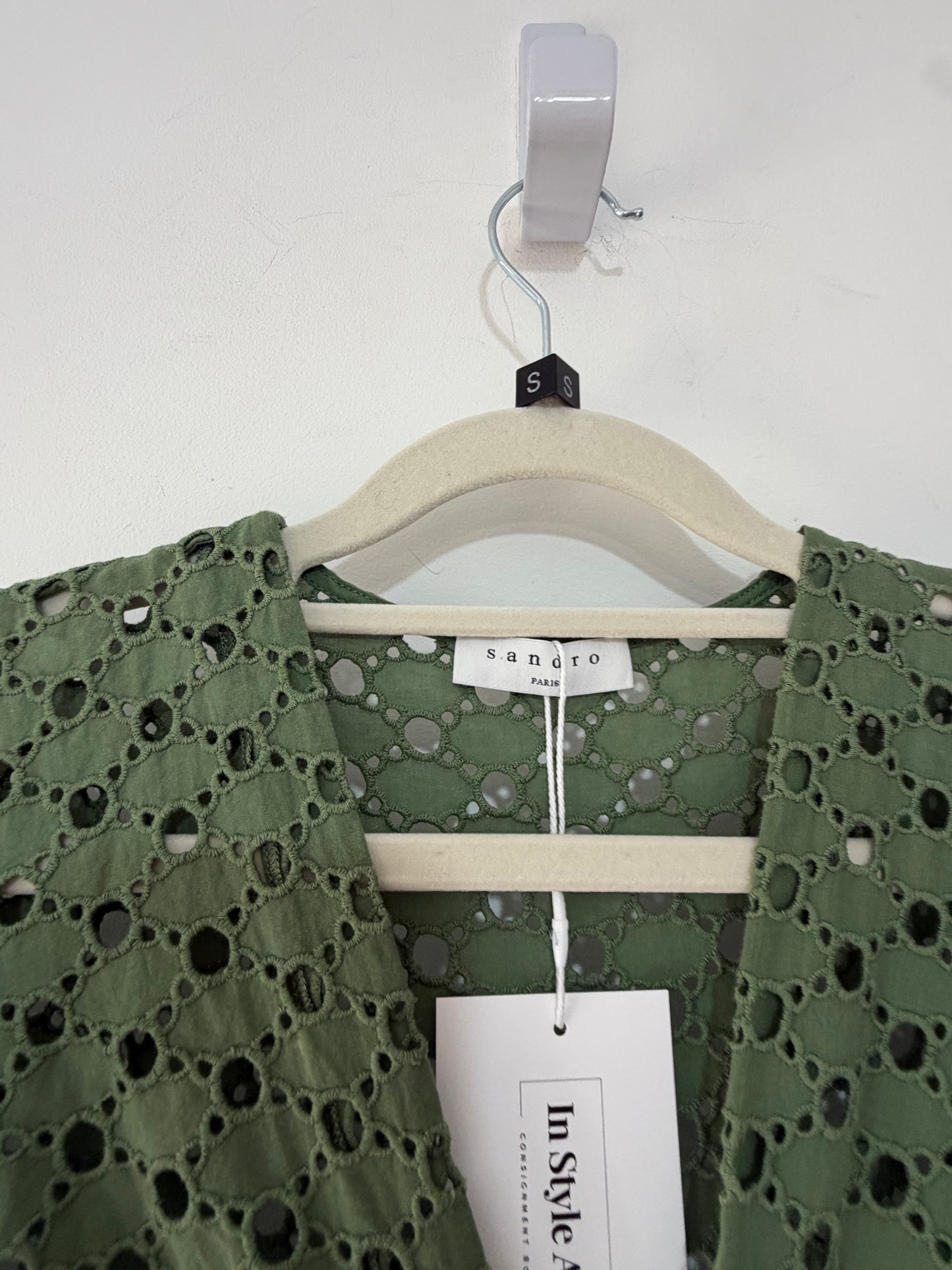 Preloved Green Sandro Dress, Size 6 (Fits 8)