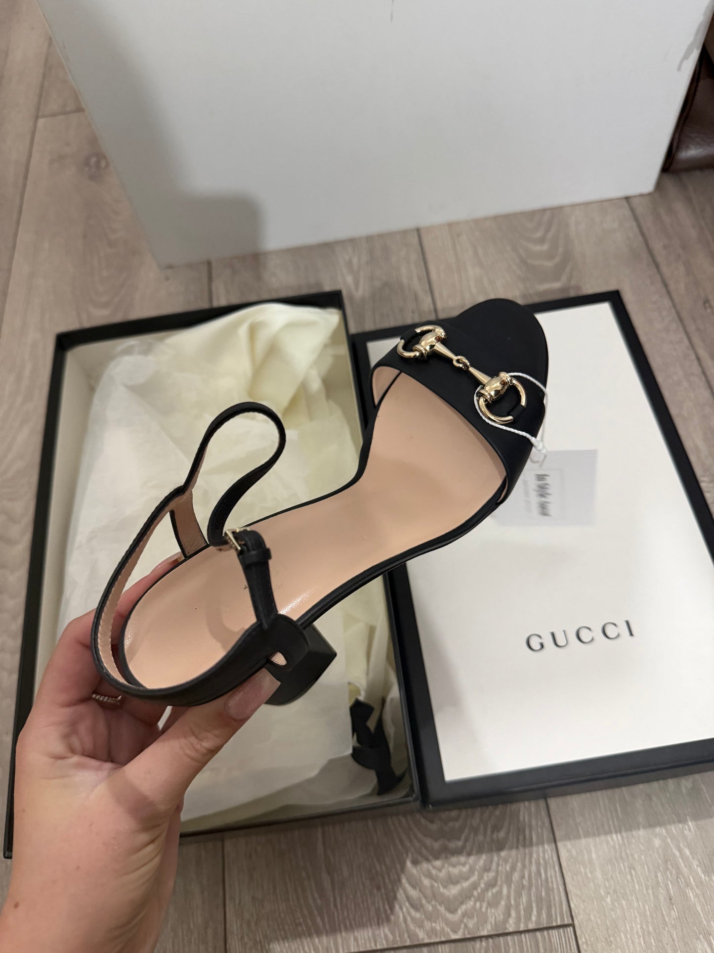Gucci Horsebit Sandal Block Heel, Size 37.5 Brand New