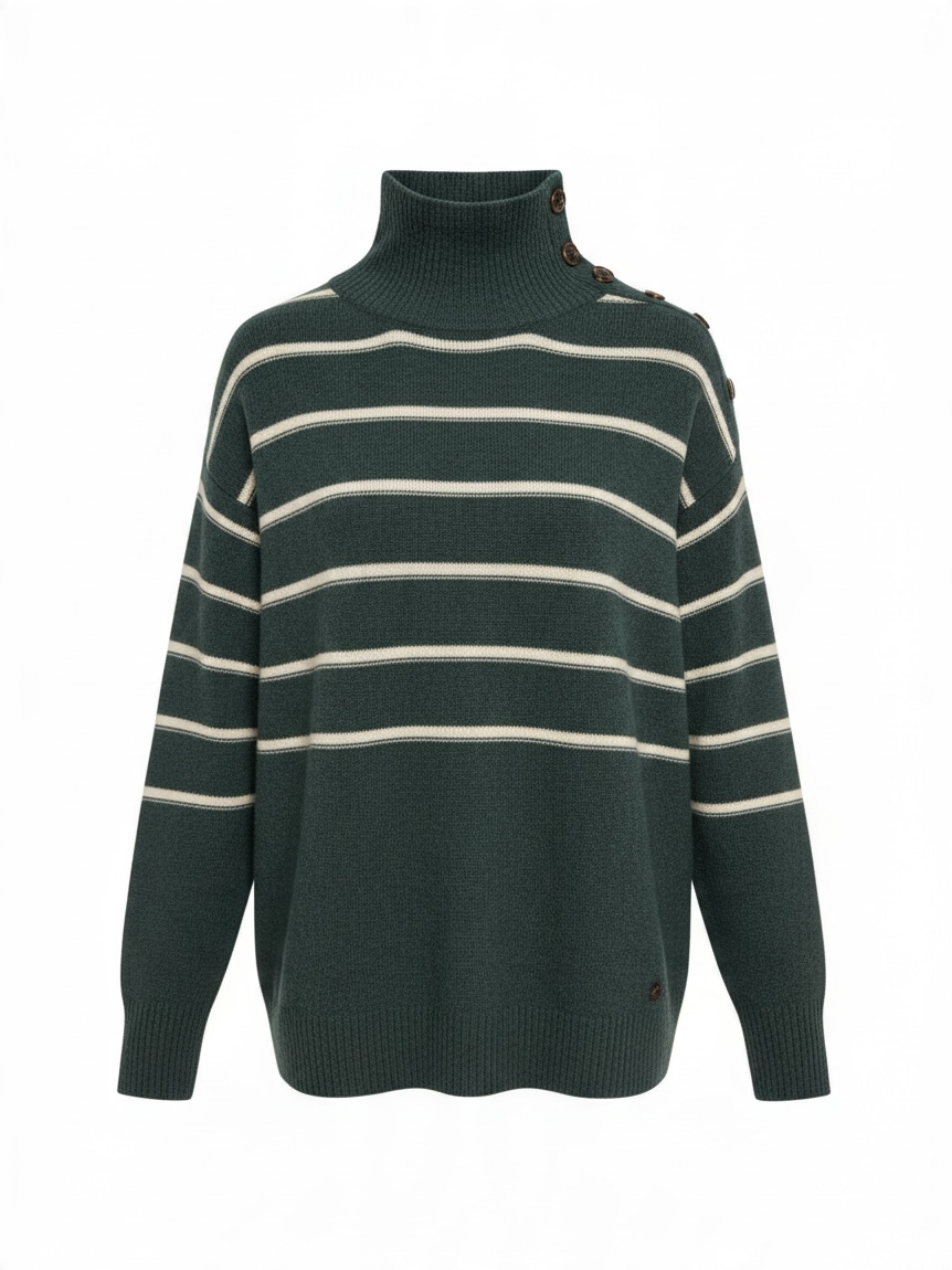 Preloved Beta Studios Jumper Small Green and White Stripe