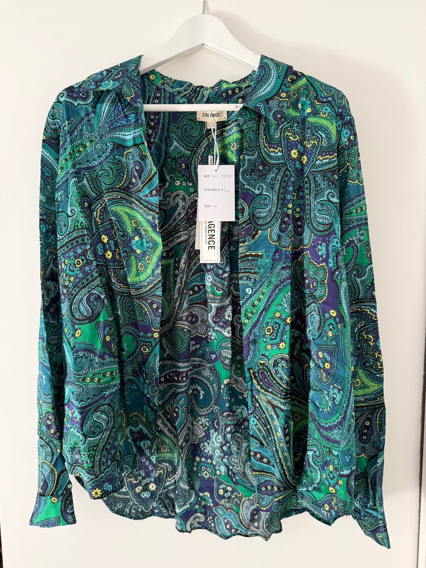 Pre-loved Patterned Green L'Agence Blouse, XL, BNWT