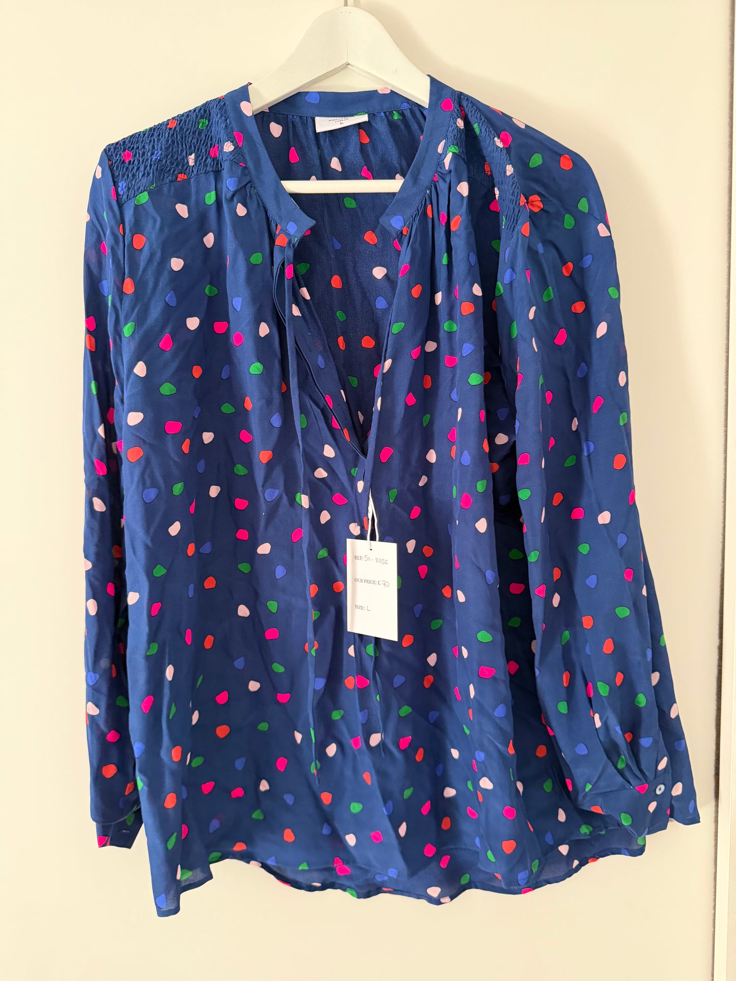 Pre-loved Blue Spotty Mercy Delta Blouse, XL