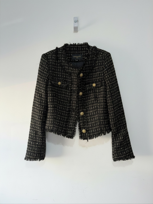 Preloved Choklate Jacket Blazer Size 12 Black and Gold