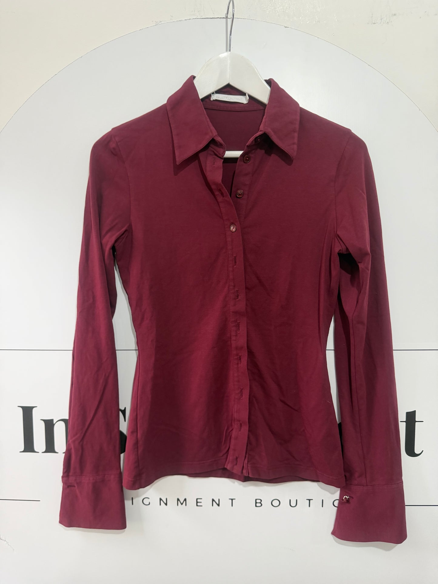 Burgundy Anne Fontaine Shirt, Size 8 and 10