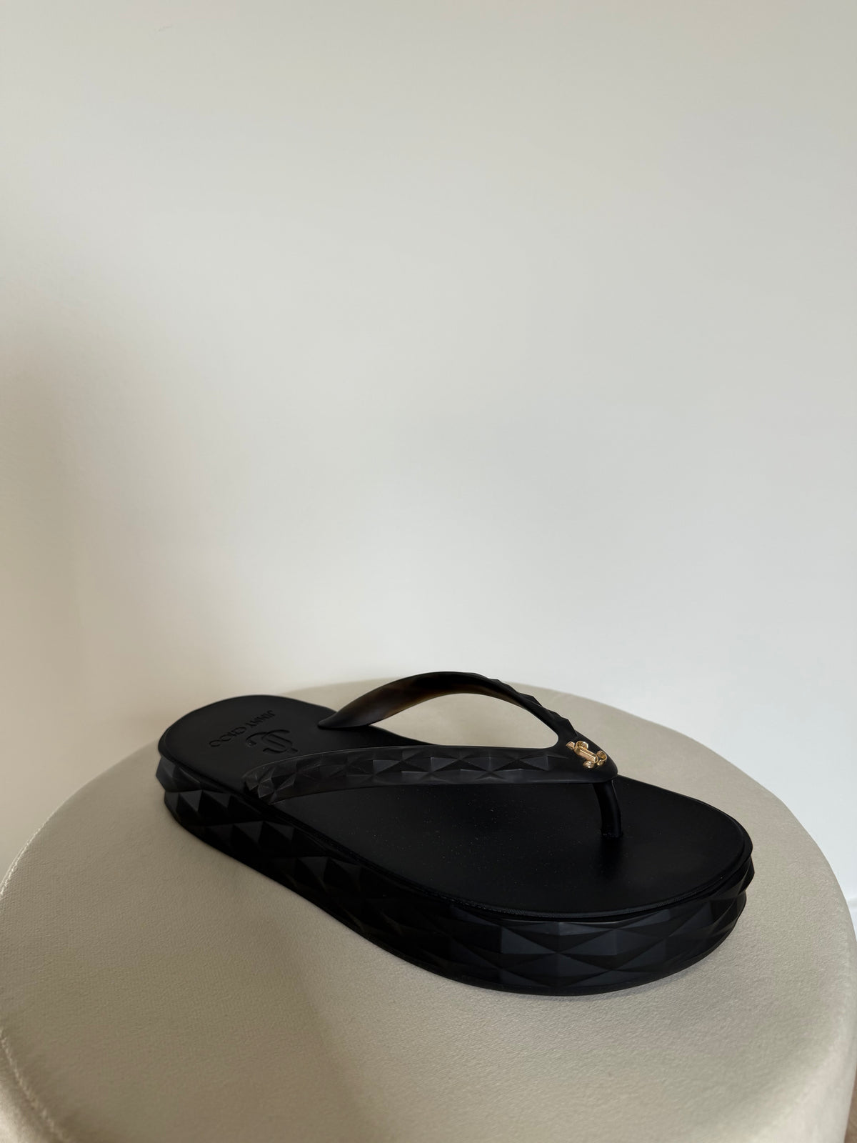 Preloved Jimmy Choo Diamond Platform Flip Flops EU 38 - UK 5 Black