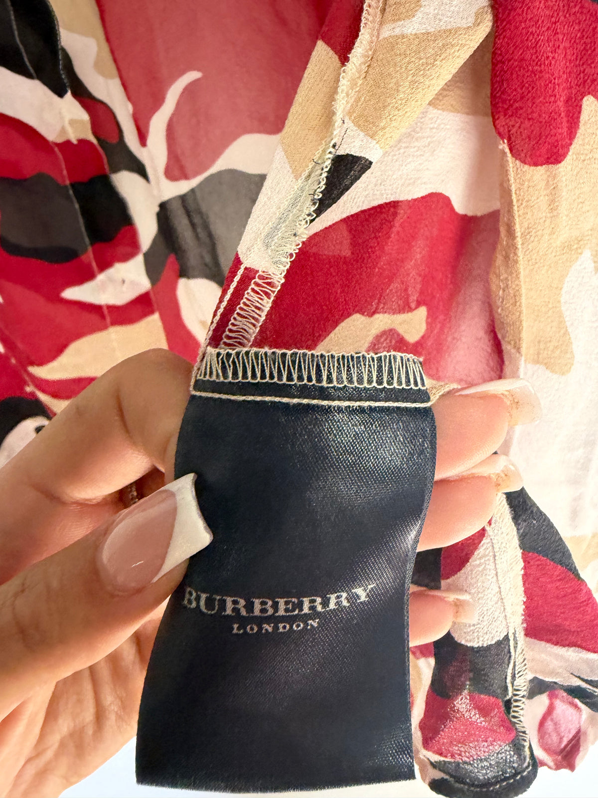 Preloved Burberry Blouse Size 12 Camo Multi