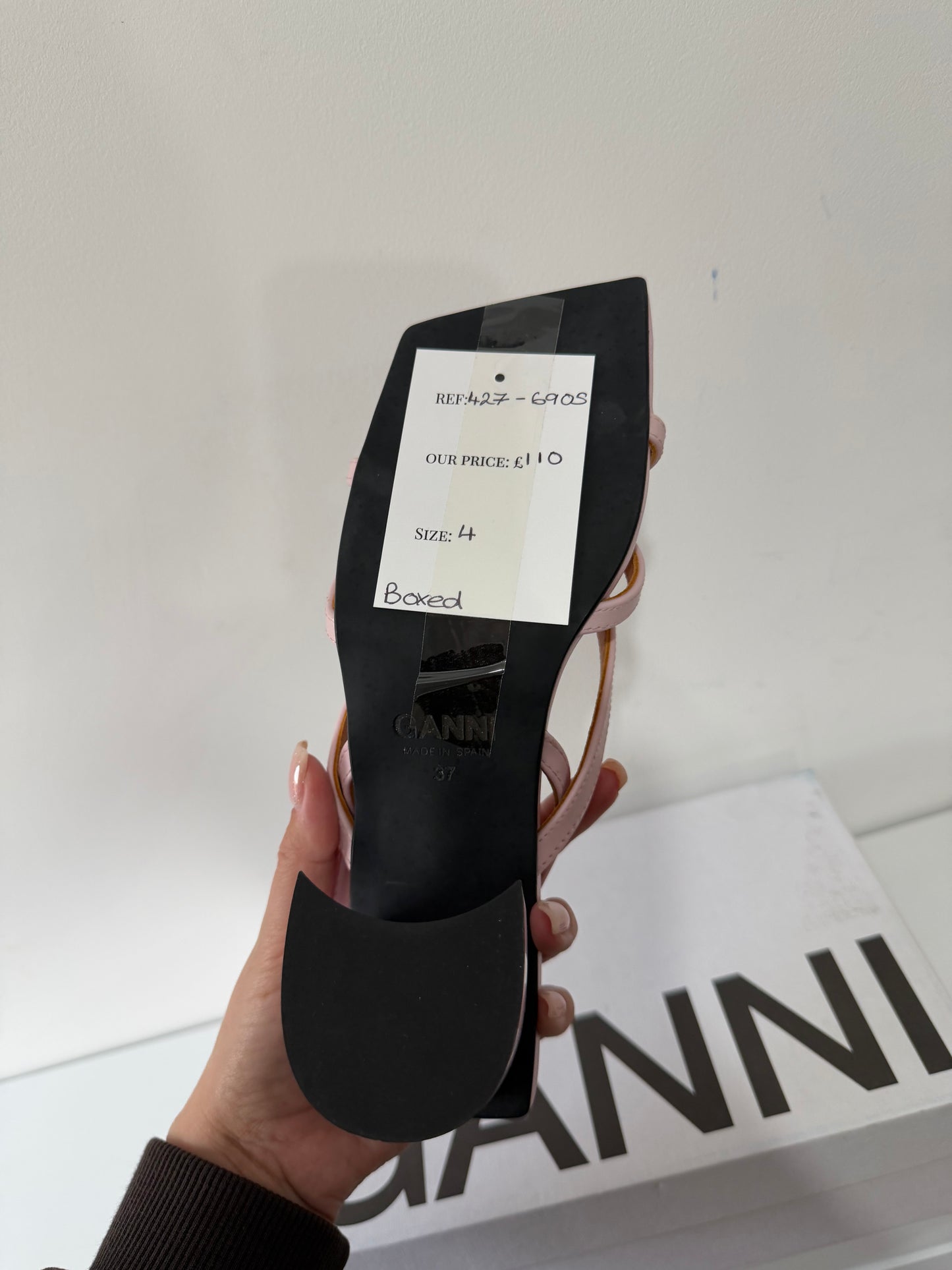 Pre-owned, Baby Pink GANNI Block Heeled Sandals, Size 4