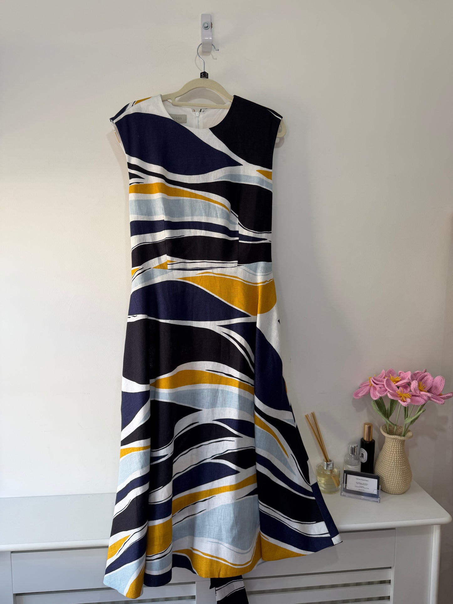 Preloved Brand New, Blue and Yellow Hobbs Dress, Size 10
