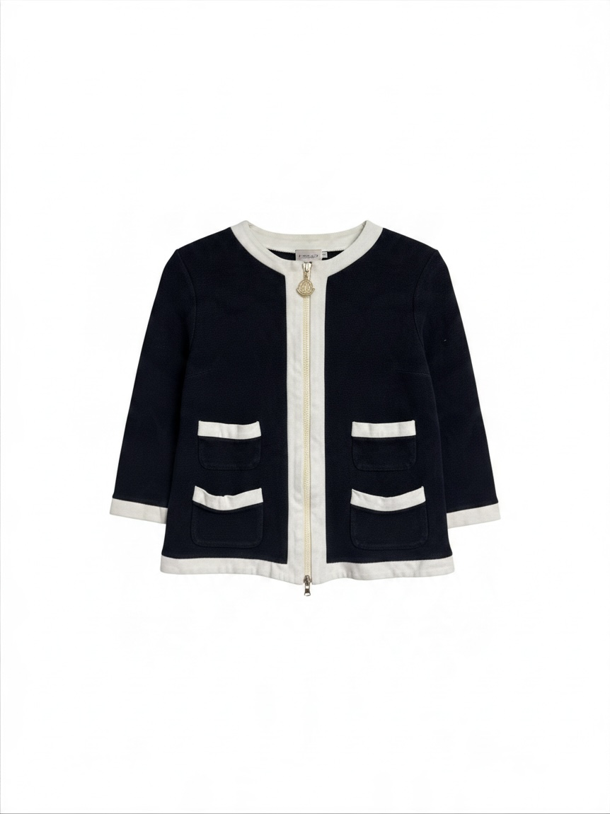 Preloved Moncler Cardigan Large Navy and White