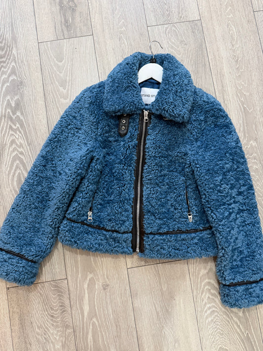 Blue Sherpa Stand Studio Jacket, Size 8/10