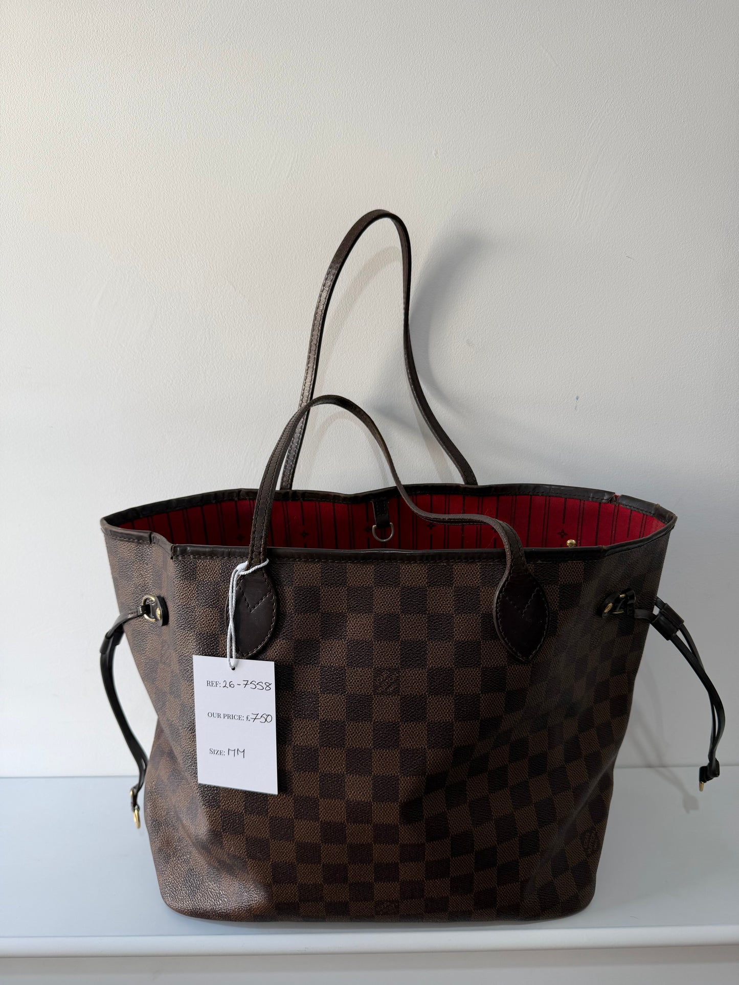 Pre-owned Damier Ebene Louis Vuitton Neverfull Bag, MM