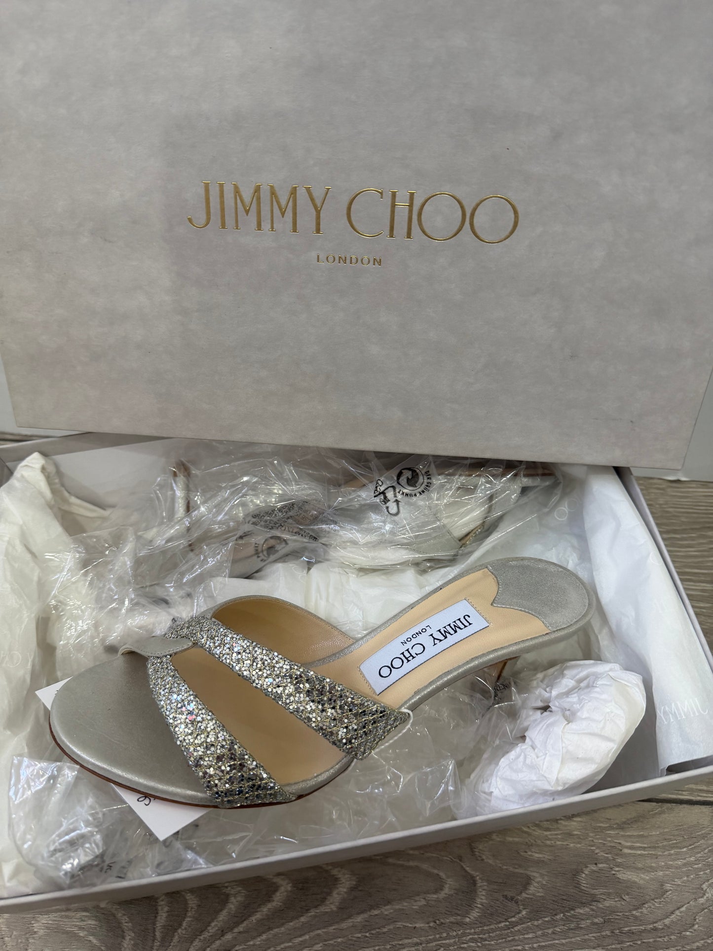 Silver Jimmy Choo Kitten Heels, Size 36.5 - UK 3.5