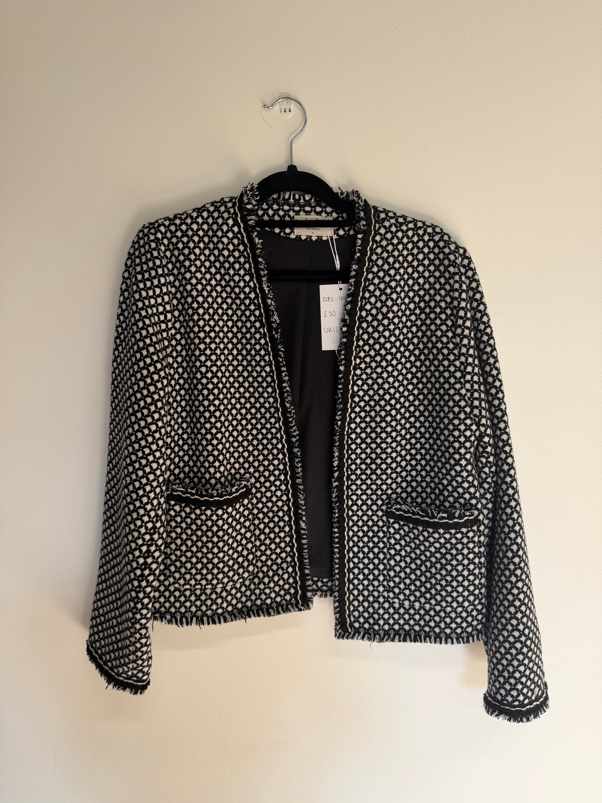 Preloved Hush Blazer UK 12 Black/White