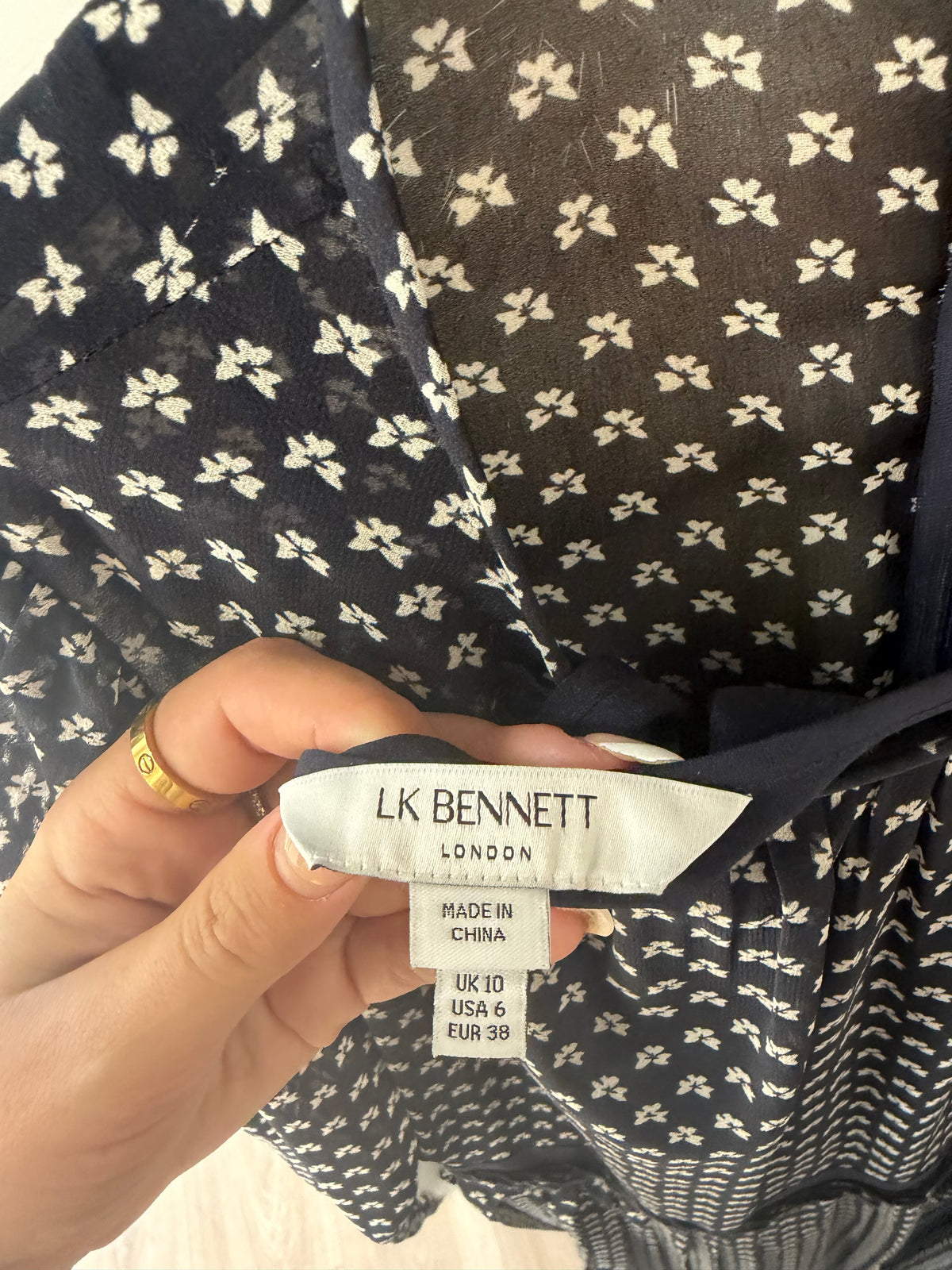 Preloved Lk Bennett Dress Size 10 Navy Floral