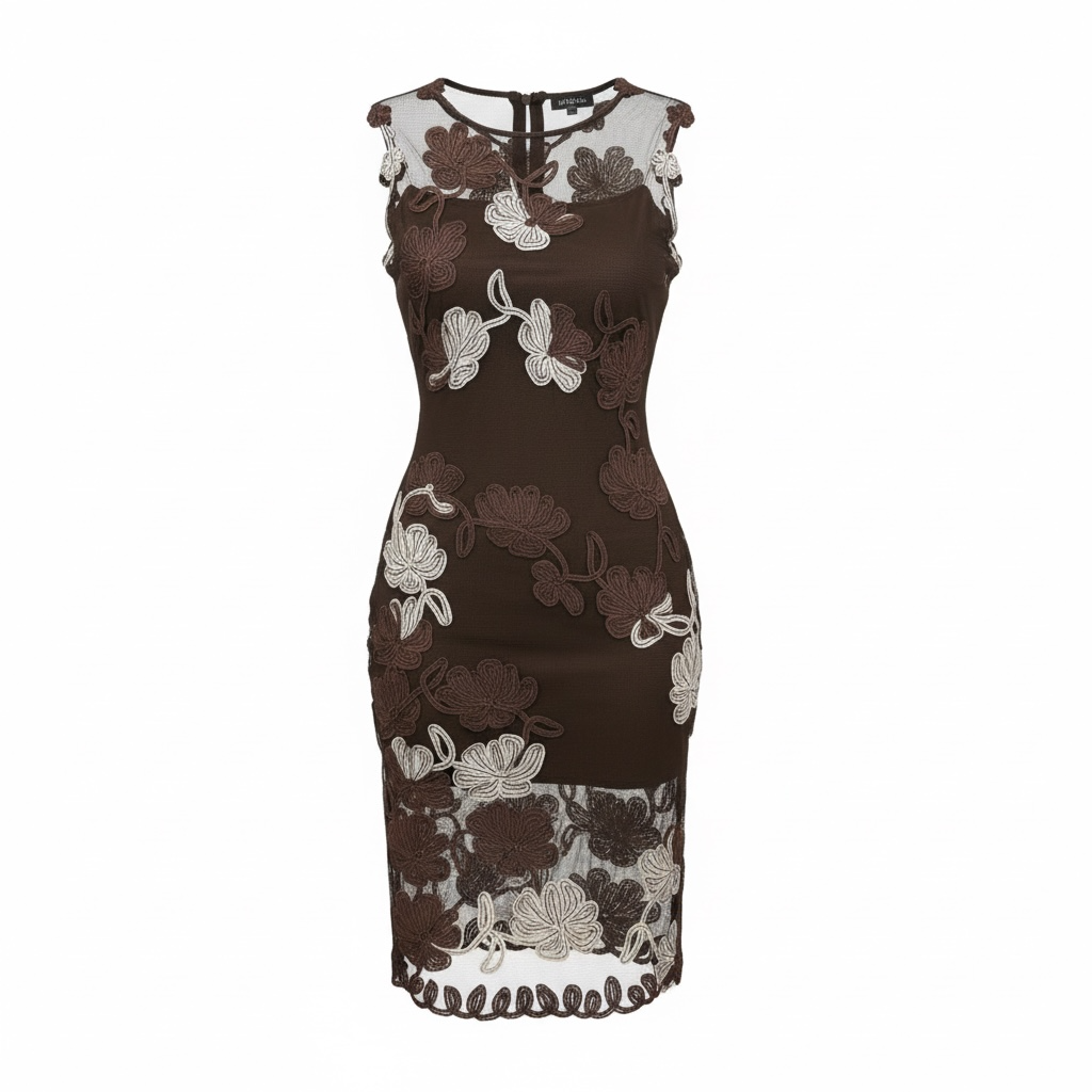 Pre-owned Brown with floral pattern Phase Eight Dress, Size 10