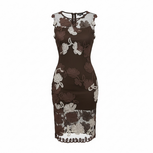 Pre-owned Brown with floral pattern Phase Eight Dress, Size 10