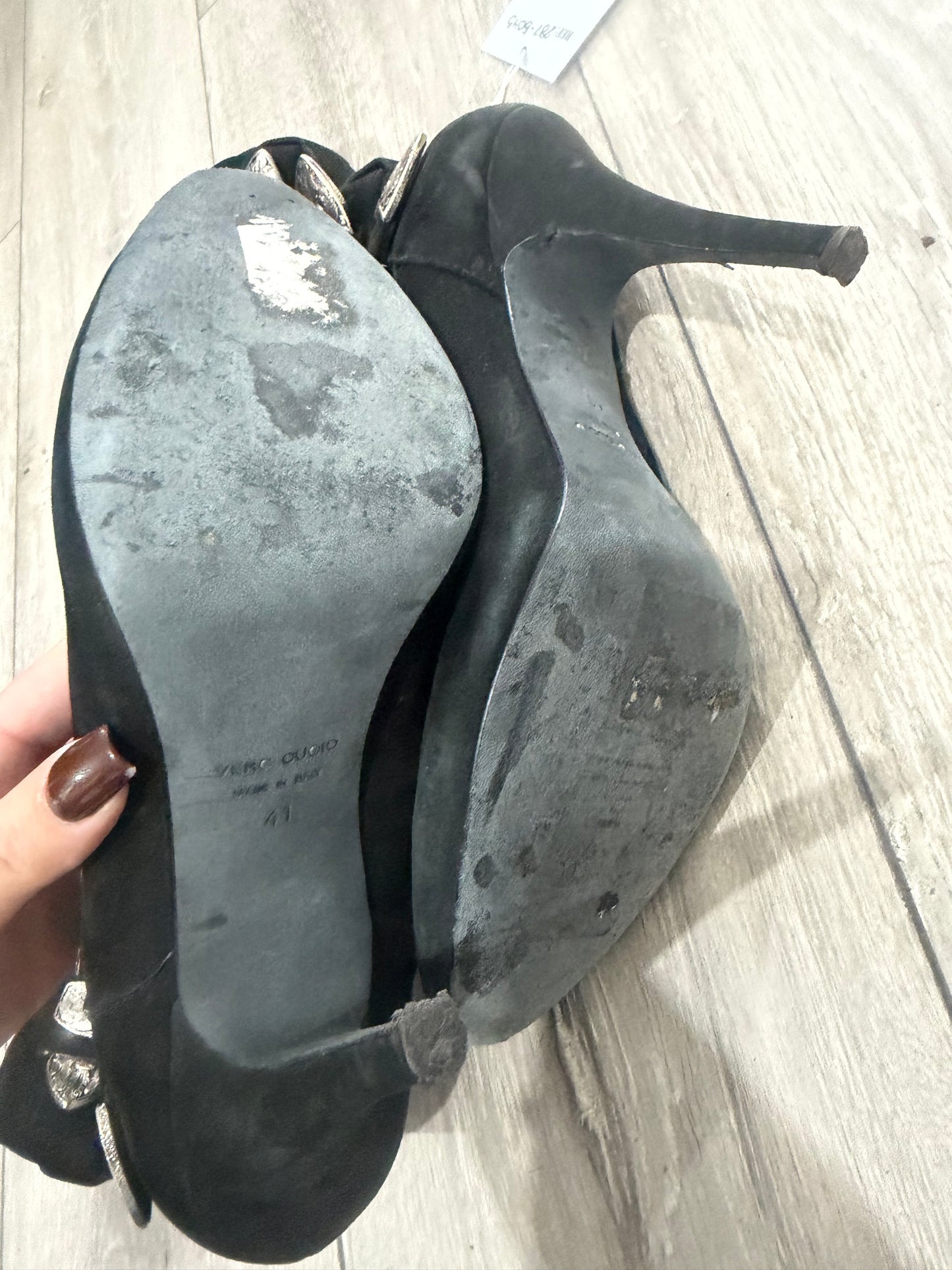 Black Balmain Suede heeled boots, 7