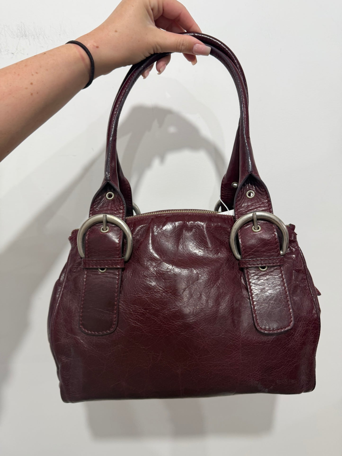 Burgundy/Wine Hobbs Leather Shoulder Bag, Vintage