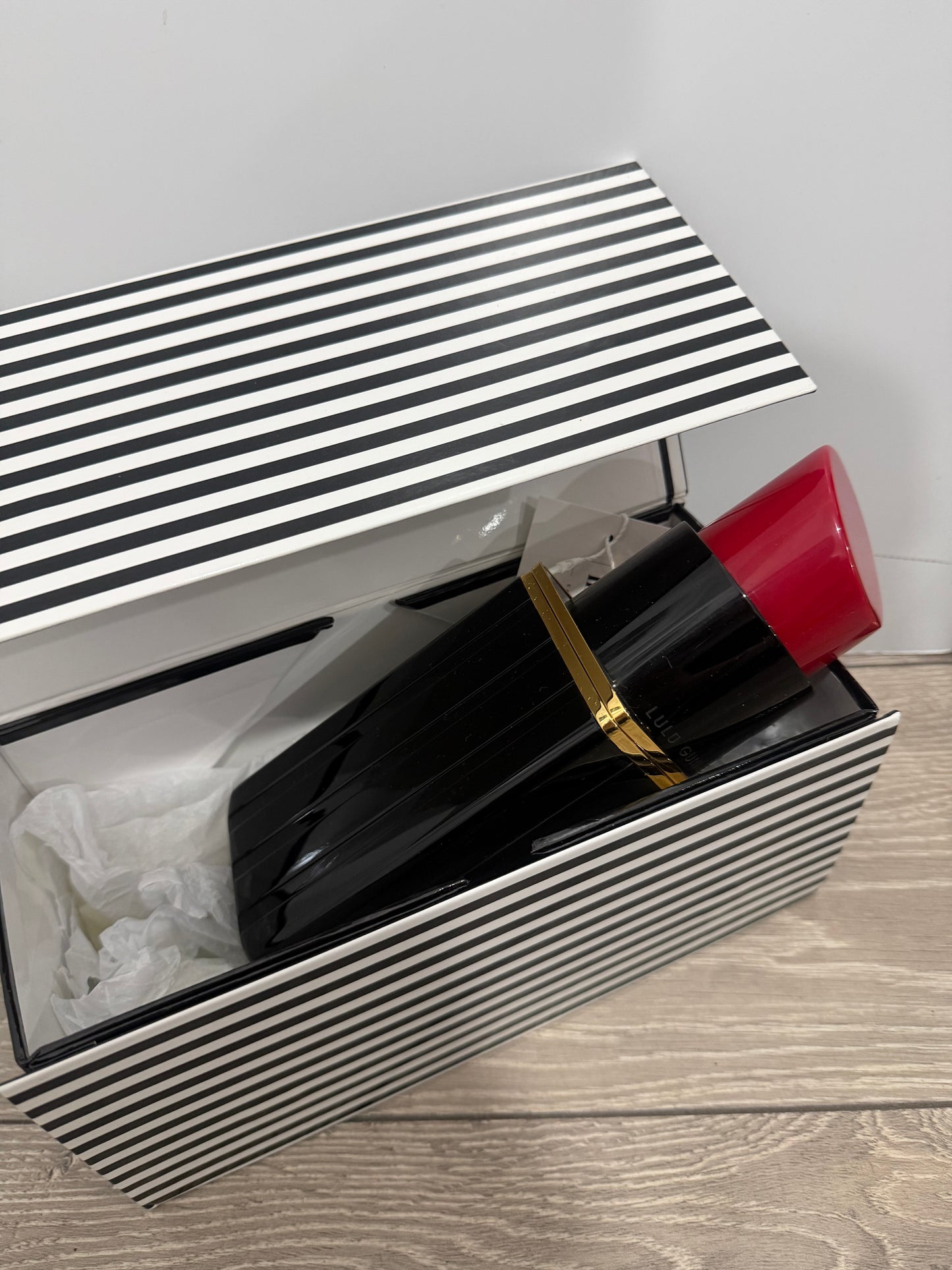 Black Red Lulu Guinness Lipstick Bag Boxed - Gift Idea!