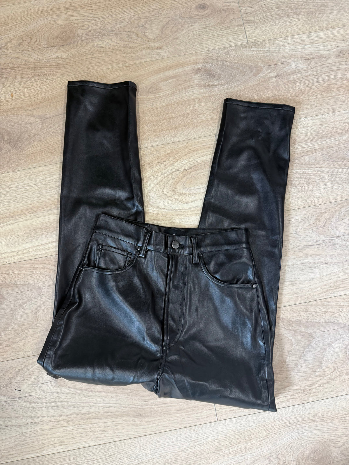 Preloved, Leather Black  Anine Bing Leather Trousers, UK 8, Waist 36