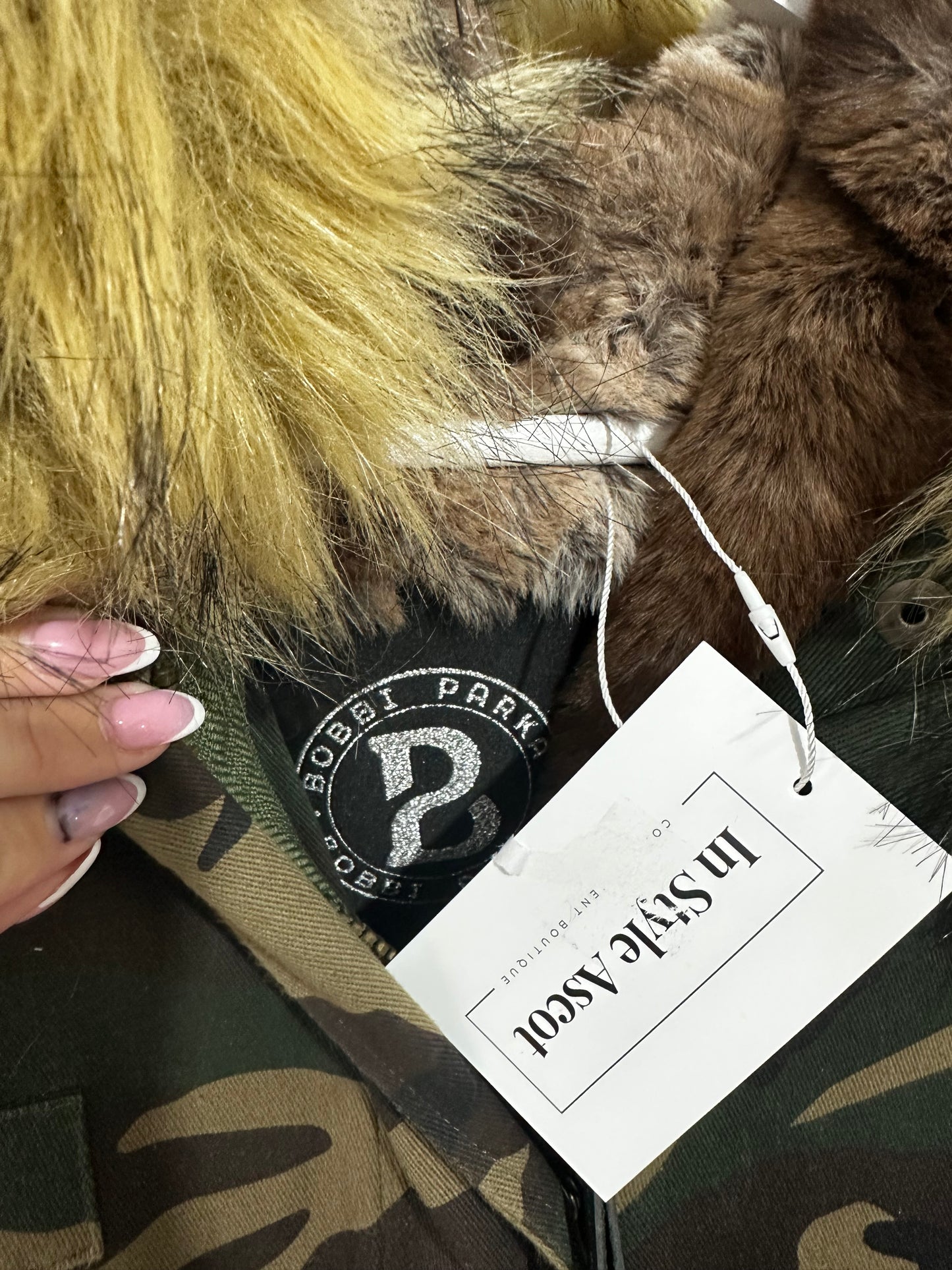 Camo Bobbi Parka Parka, Size M