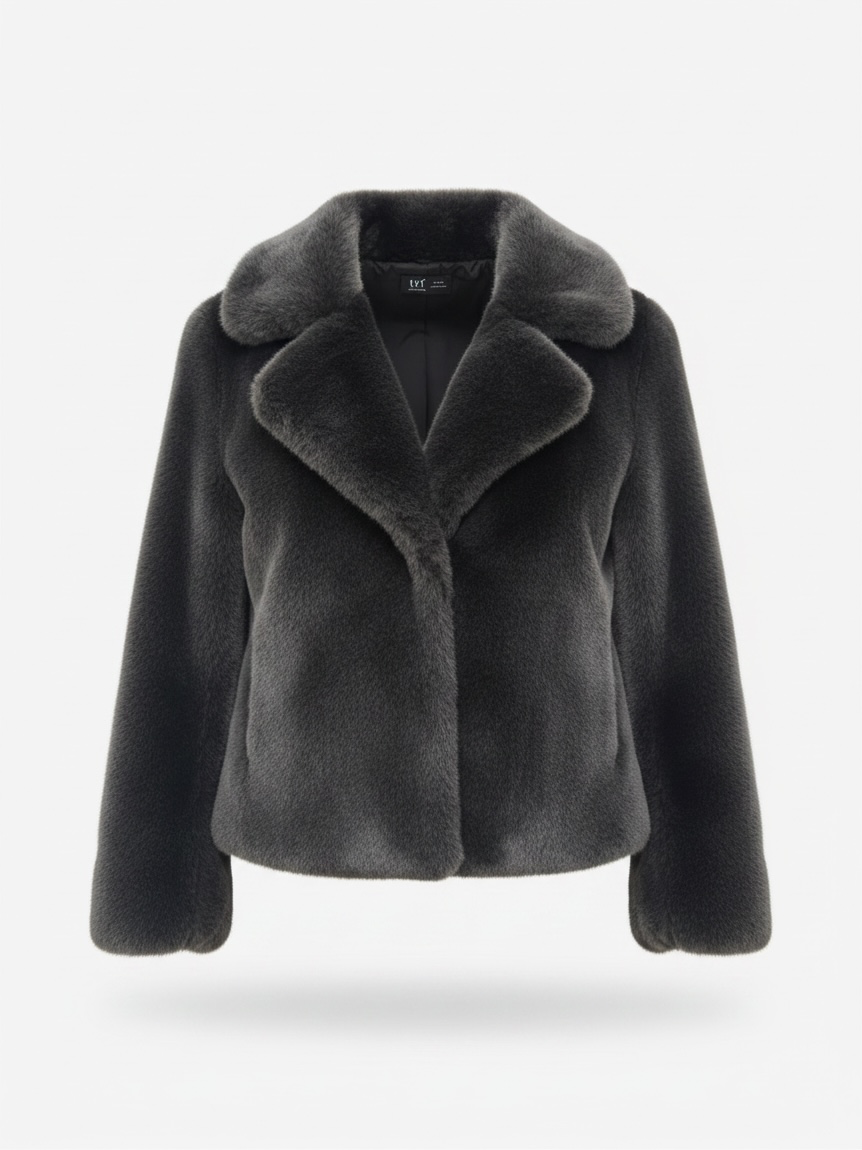 Preloved TRF Zara Faux Fur Coat Medium Grey