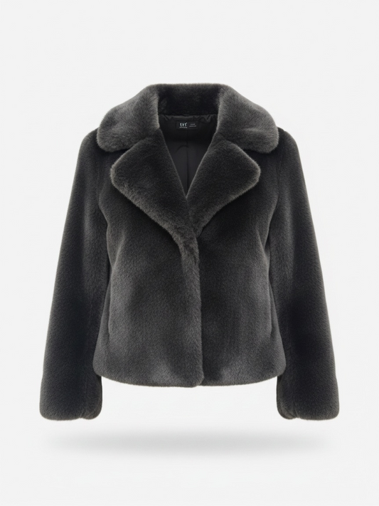 Preloved TRF Zara Faux Fur Coat Medium Grey