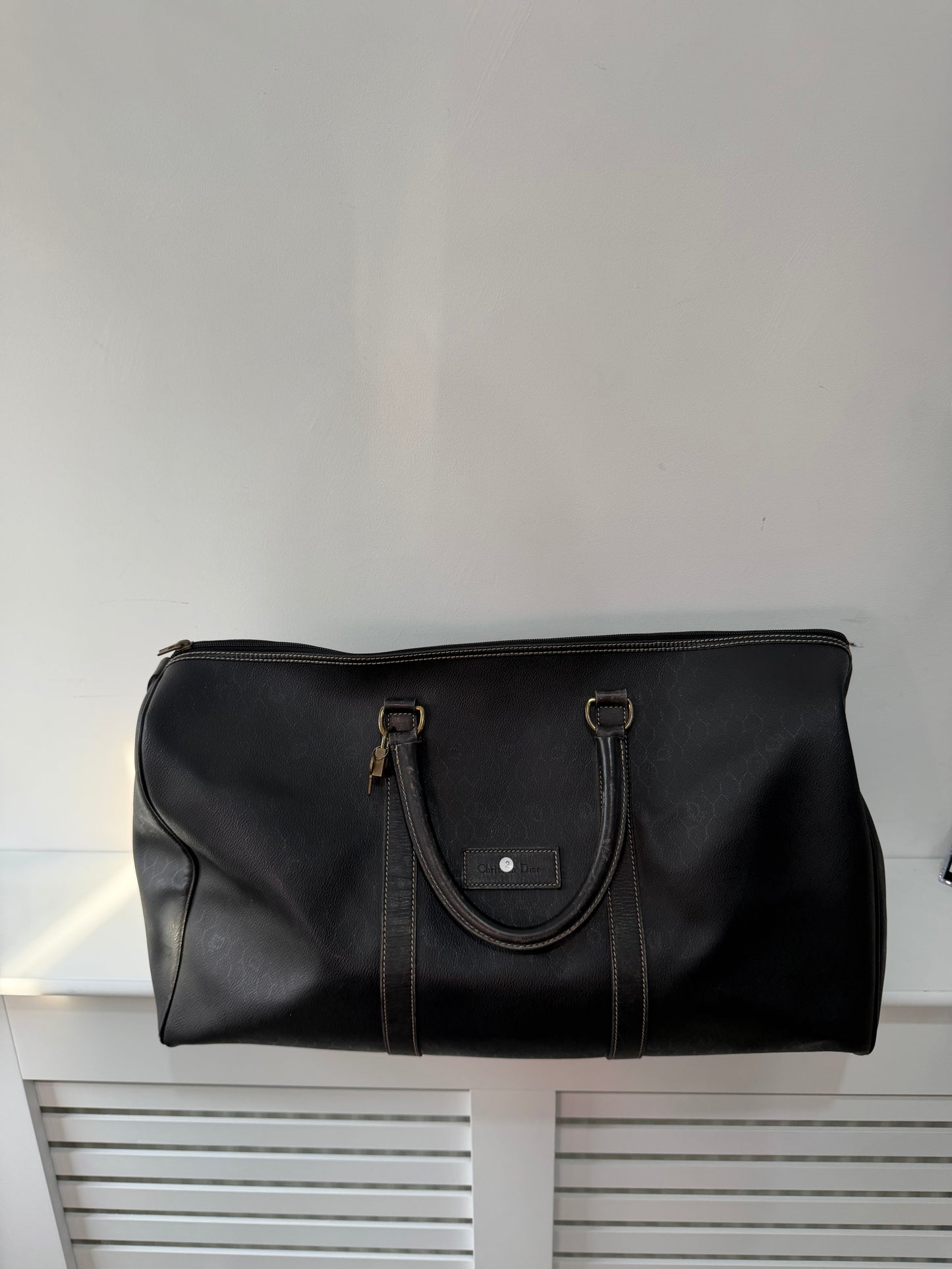 Preloved, Black Honeycombe Christian Dior Keepall Holdall Duffle Bag, 55