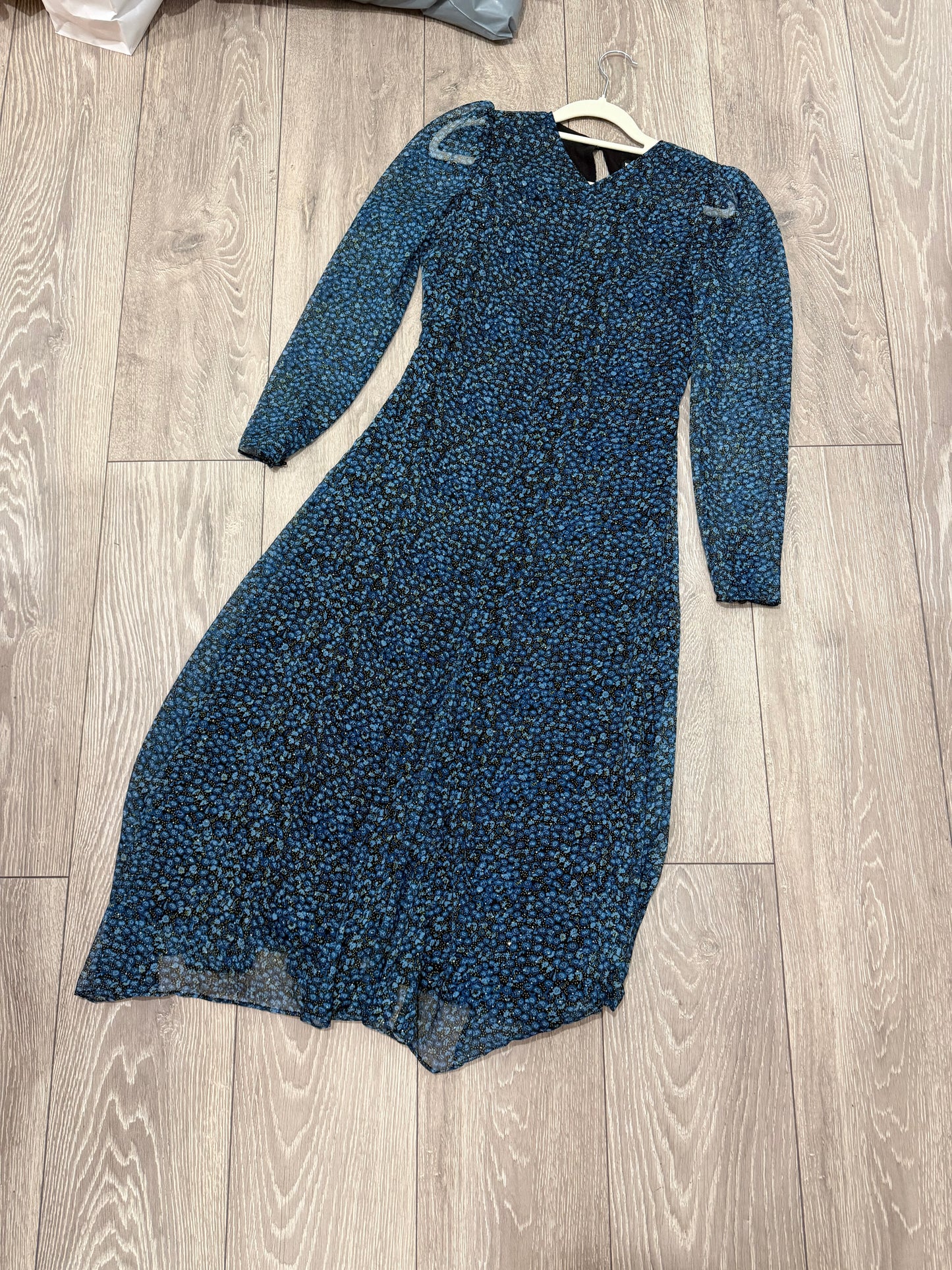 Pre-owned Blue with floral pattern Whistles Dress, Size UK 8
