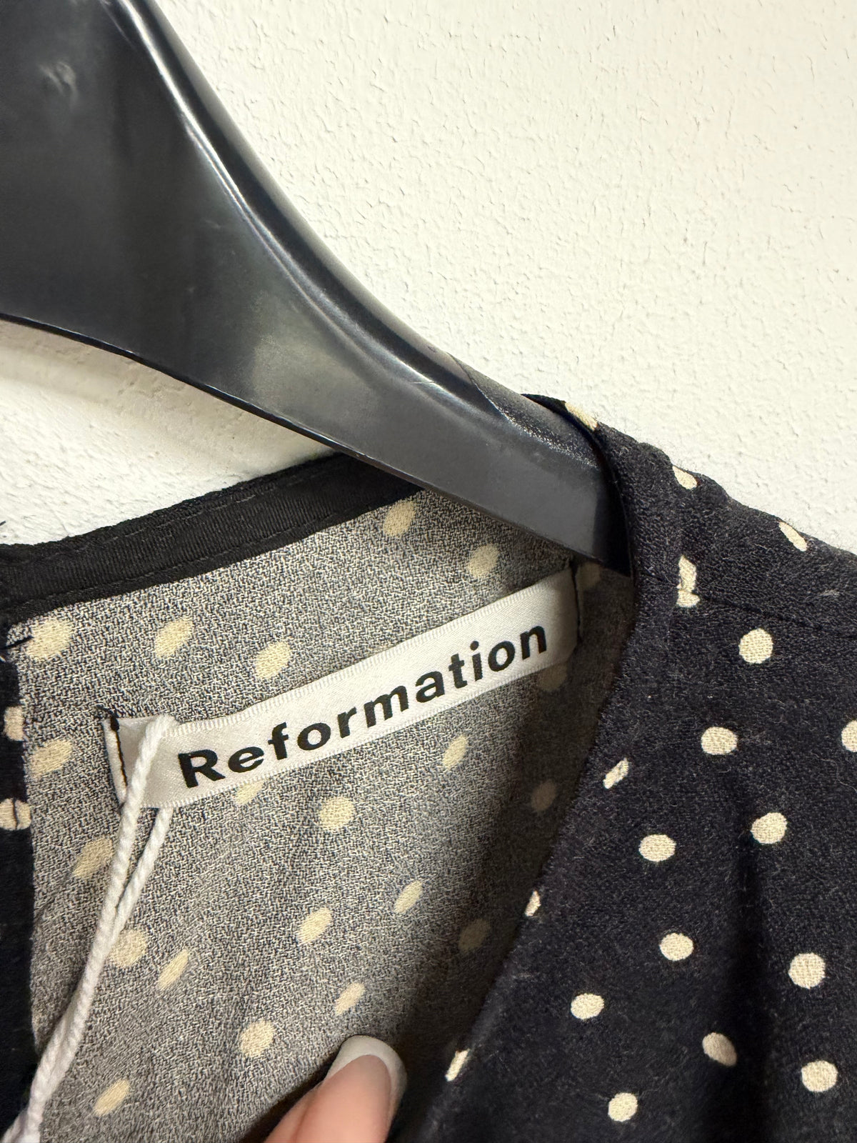 Preloved Reformation Dress Size UK 6 Black and White Polka Dot