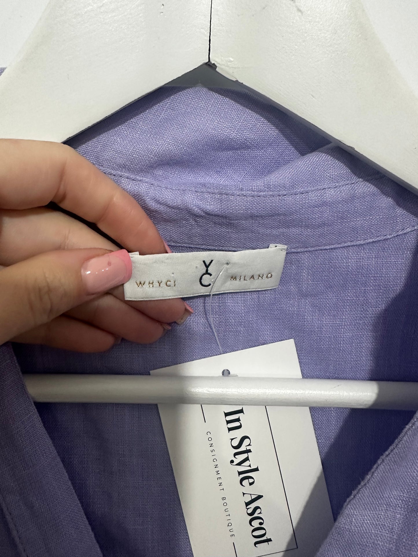 Lilac WHYCI MILANO Linen Dress, Size 18