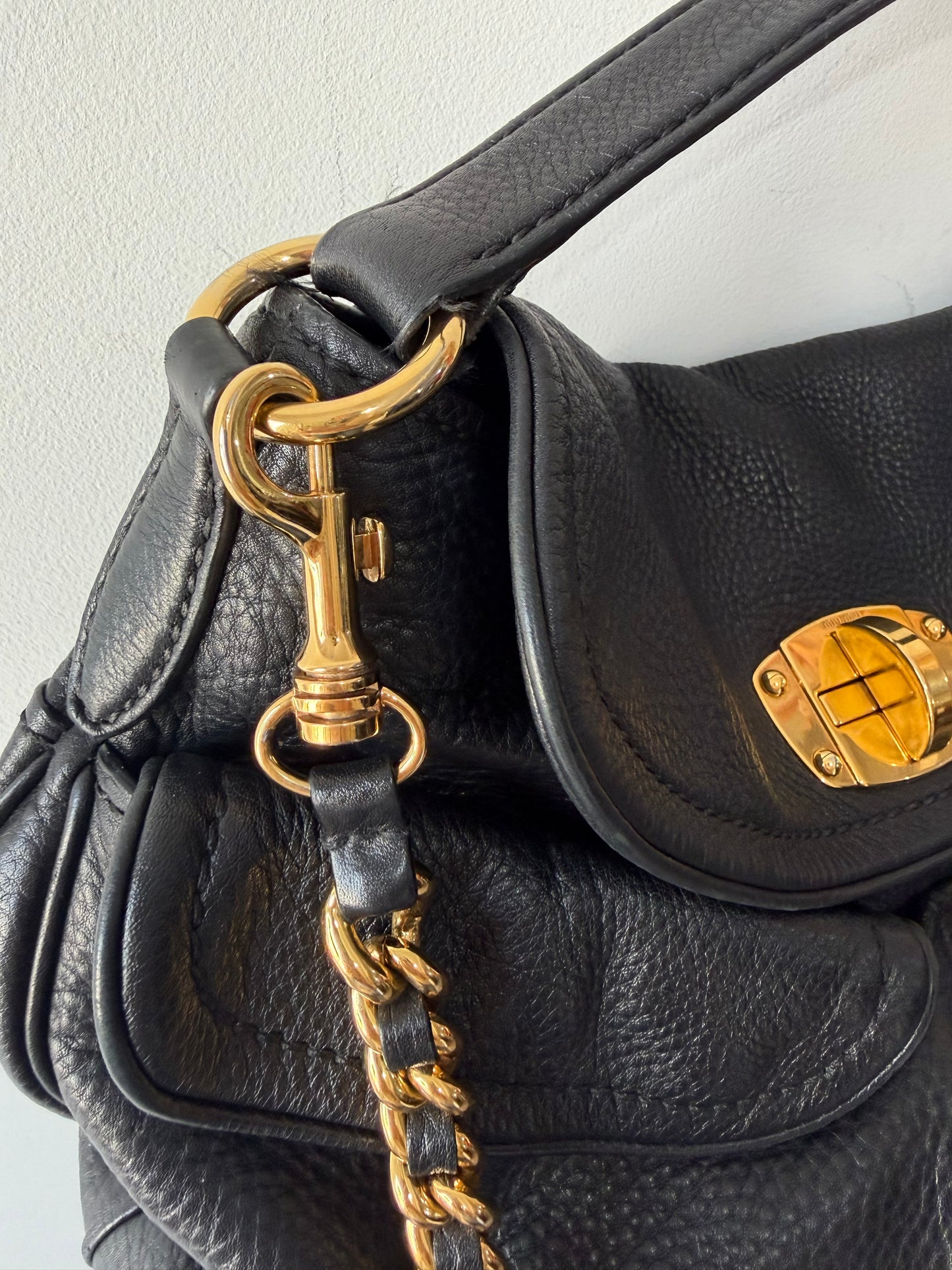 Vintage, Black Miu Miu Handbag, Pockets Hobo