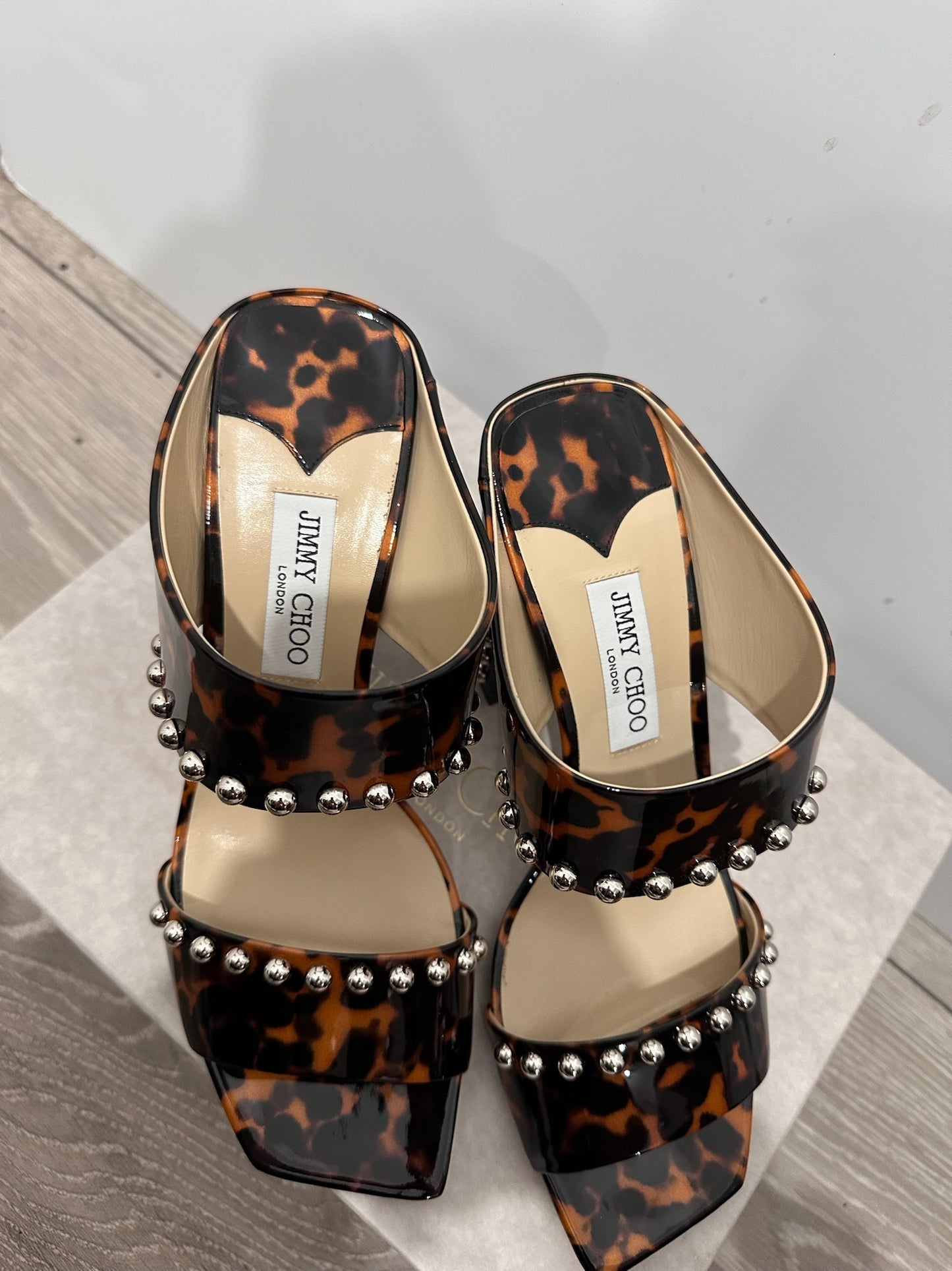 Tortoise Shell Jimmy Choo Sandal Mule Heels, 42 - 9