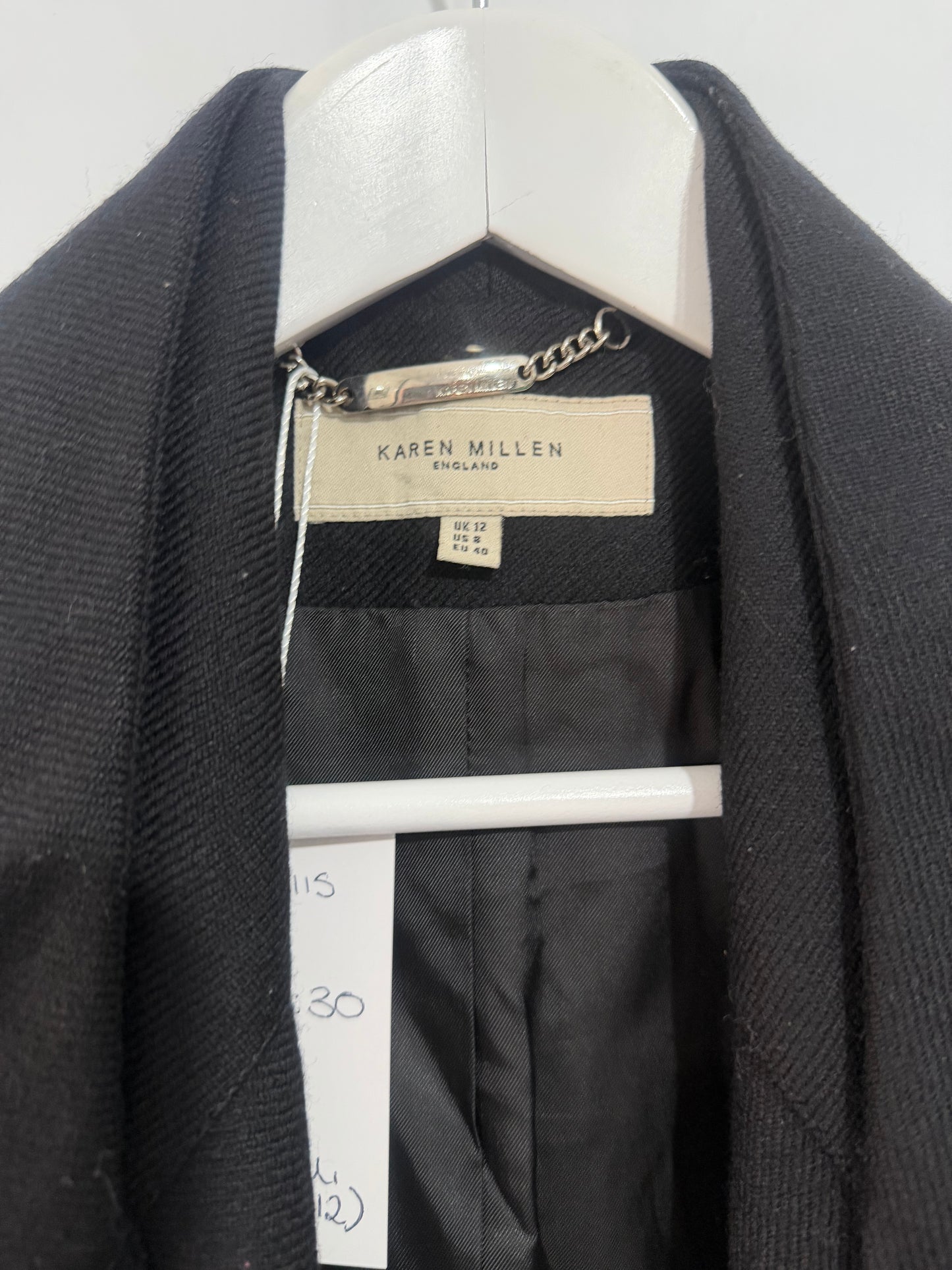Black Karen Millen Waterfall Coat, Size 10/12