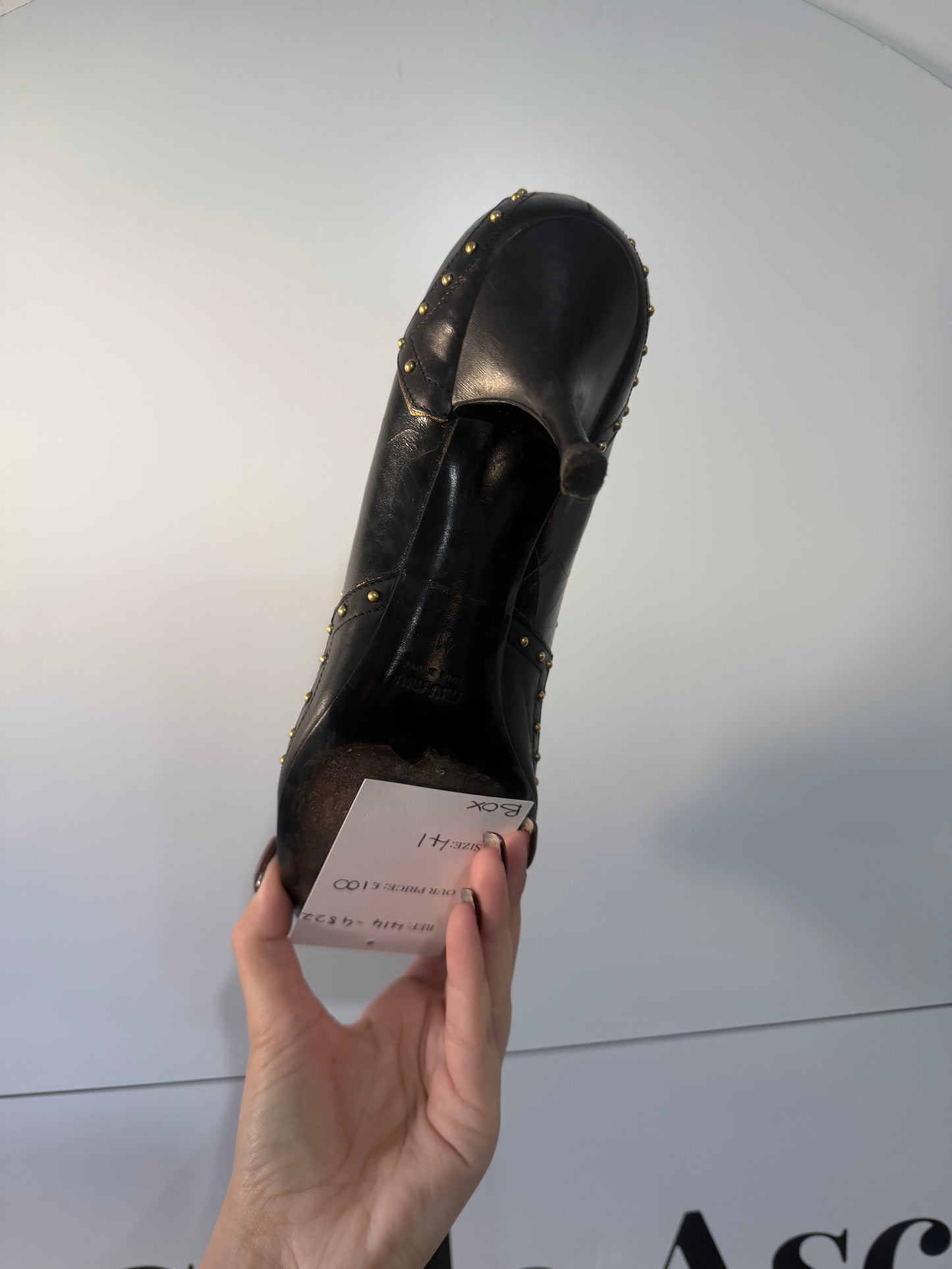 Studded Crackle Miu Miu Vintage Heels, Size 41