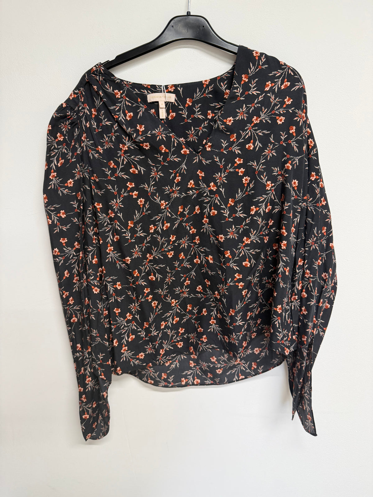 Preloved Rebecca Taylor Blouse Size 8 Black Floral