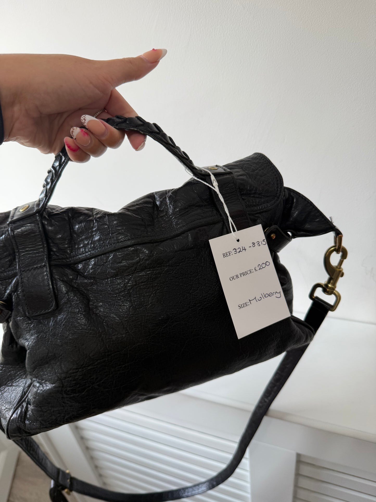 Preloved Black and Gold Mulberry Alexa Bag, Medium