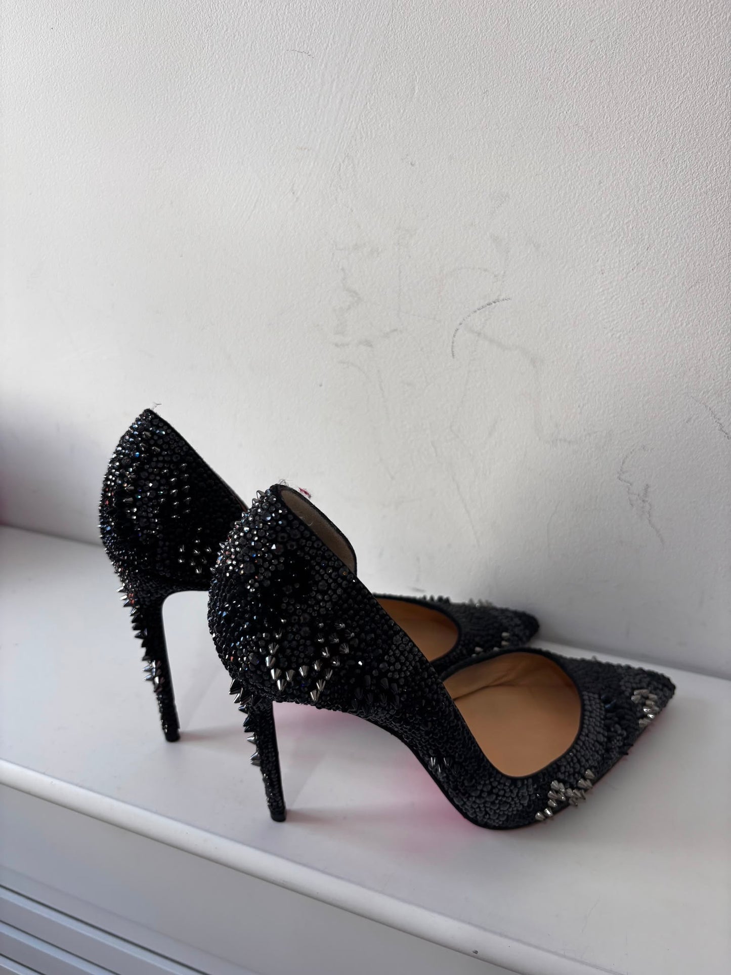 Preloved Diamonte Black Crystal Christian Louboutin LIMITED EDITION Heels, Size 6 (39)