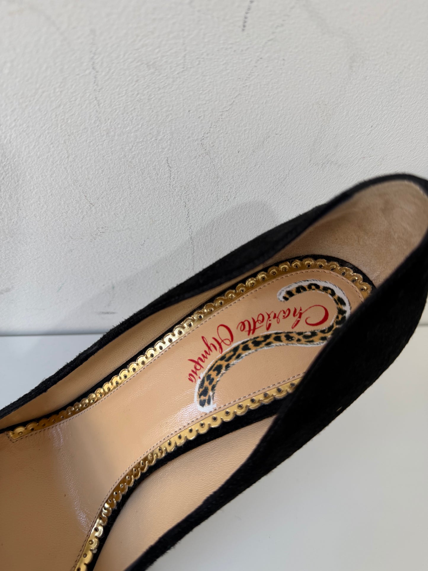 Preloved, Black Suede  Charlotte Olympia Heels, Size 37.5 - UK 4.5