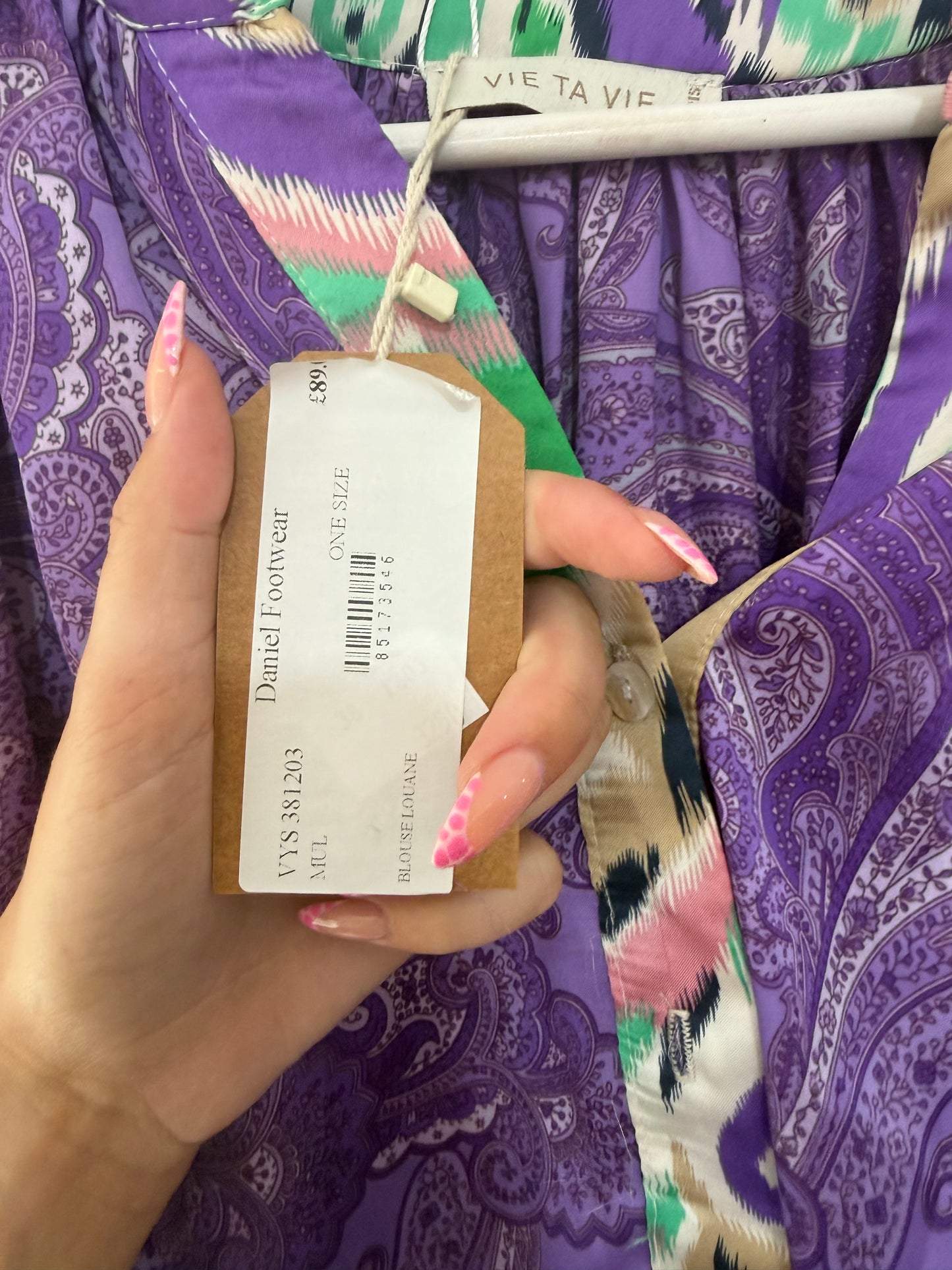 Preloved Purple Multi BNWT Vie Ta Vie Blouse, One Size