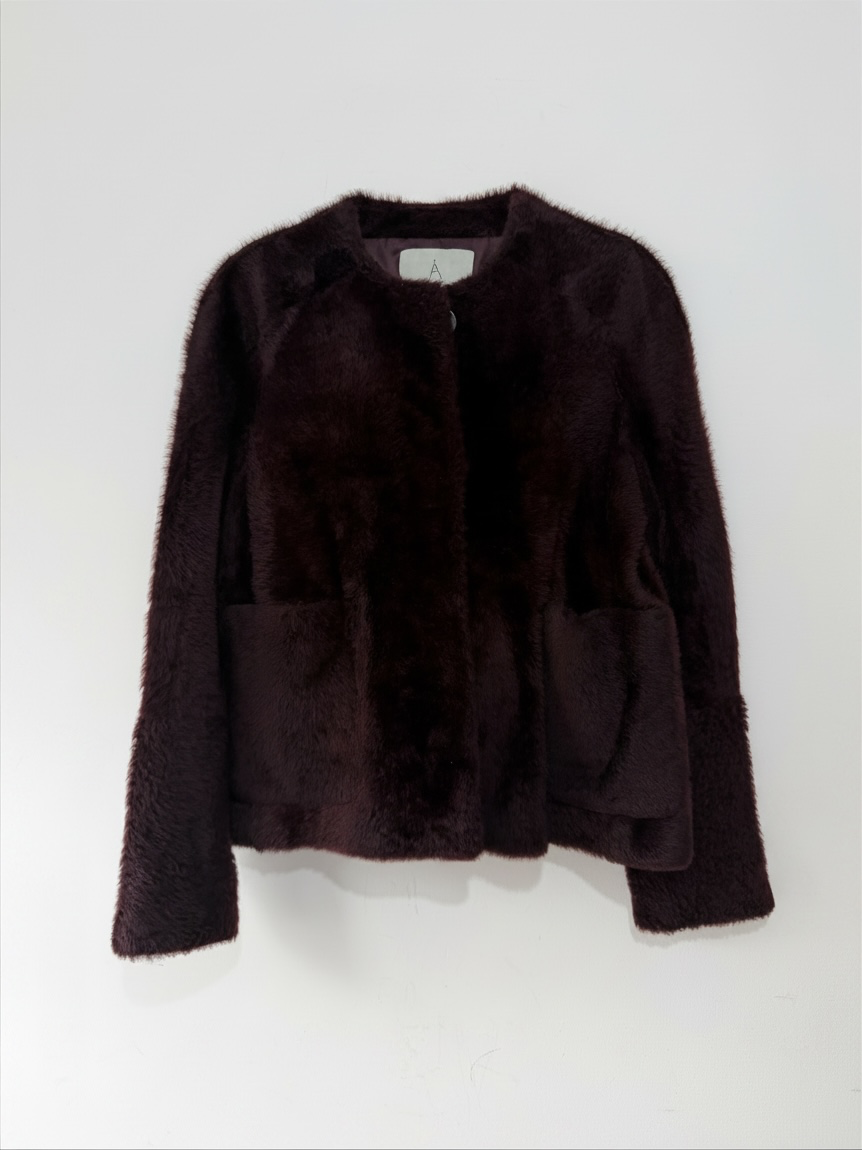 Preloved A by Jigsaw Shearling Jacket Size 12 Plum