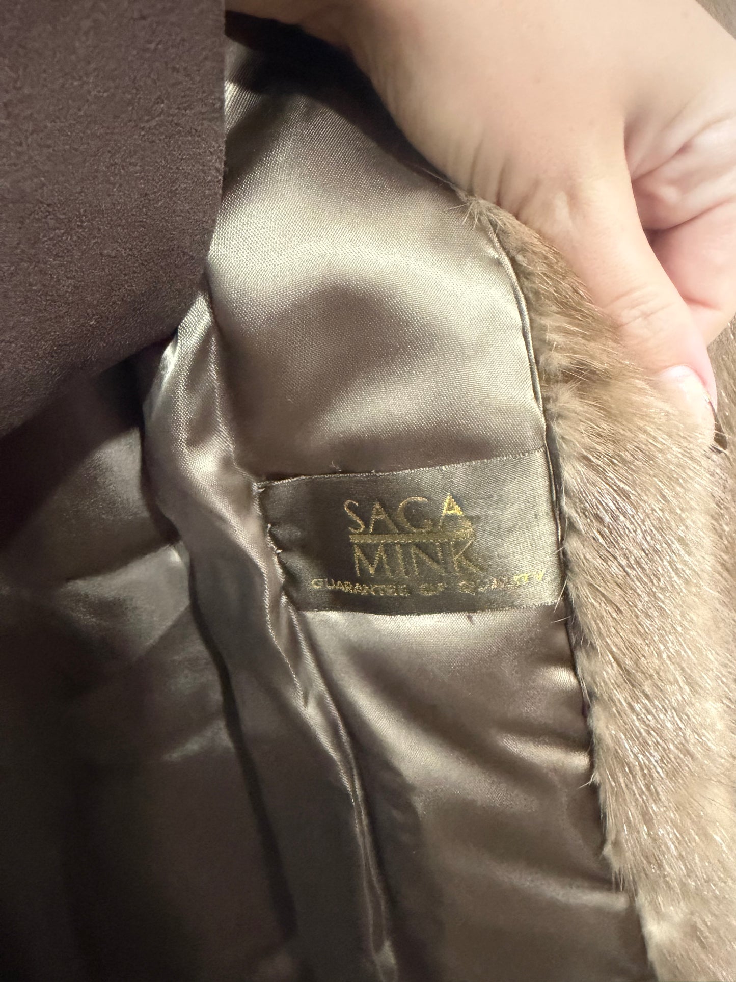 Brown Mink Saga Furs Coat, Size Small